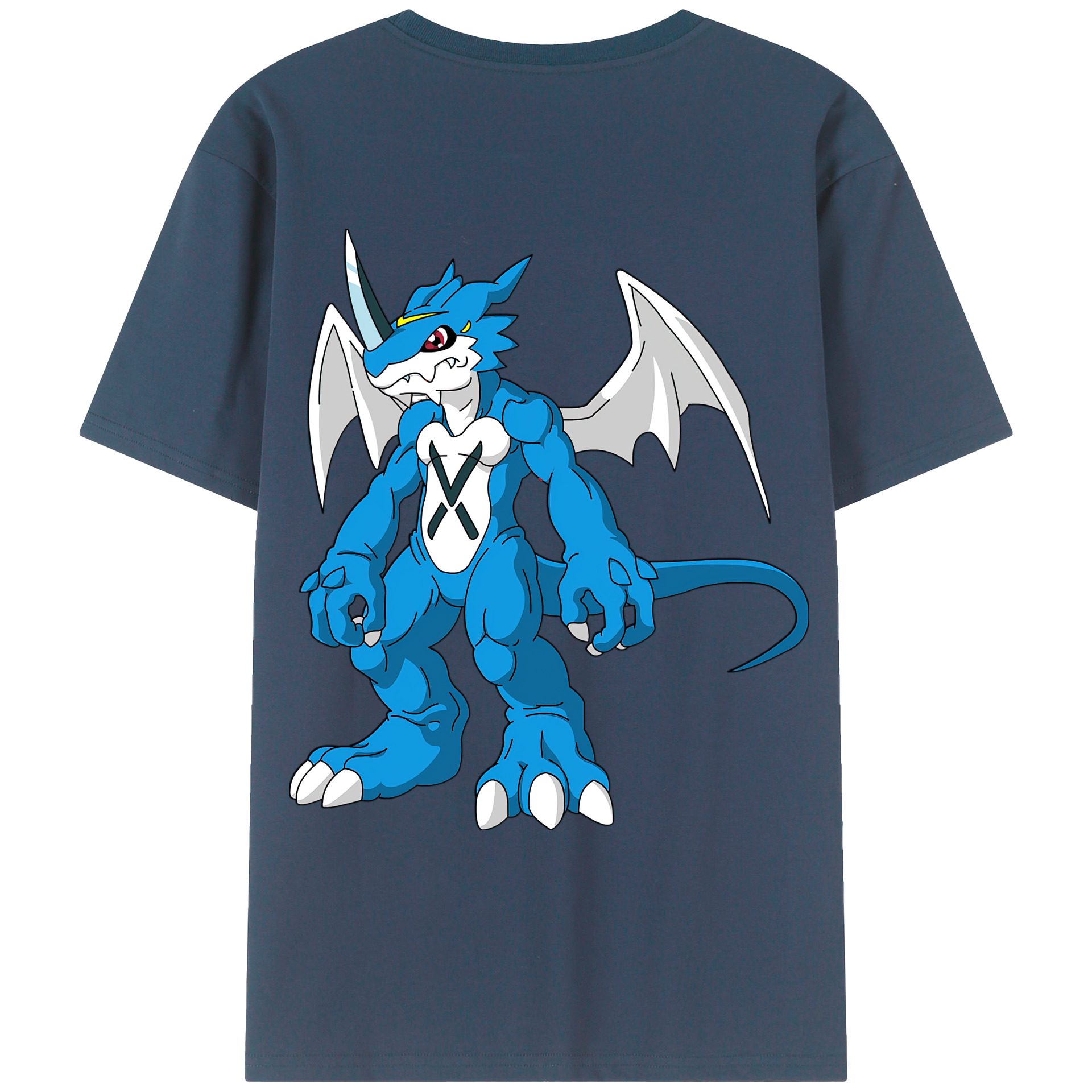 （画像用） Digimon デジタルモンスター/デジモン 綿100％ メンズ半袖Tシャツ（バックプリント） 通気性