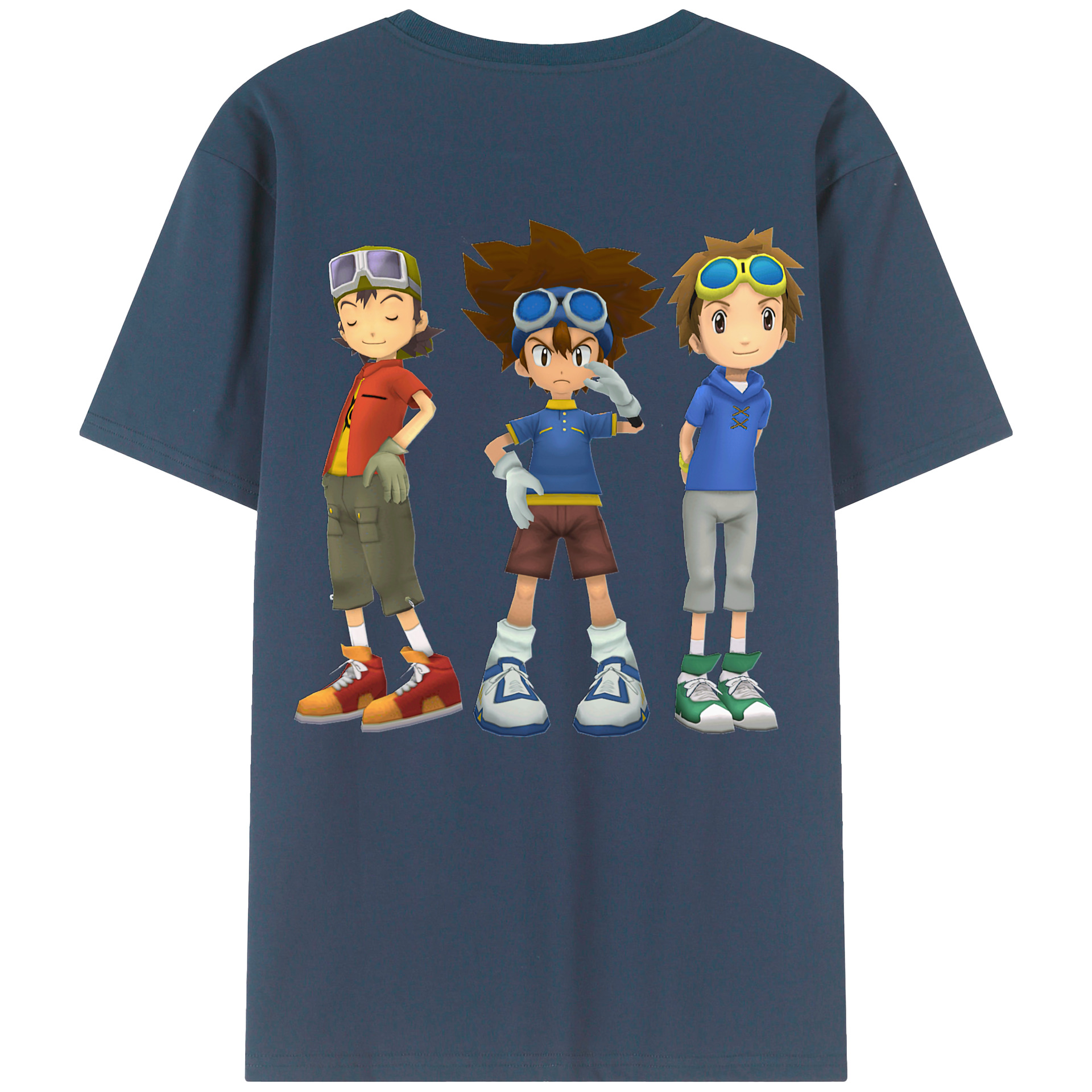 （画像用） Digimon デジタルモンスター/デジモン 綿100％ メンズ半袖Tシャツ（バックプリント） 通気性