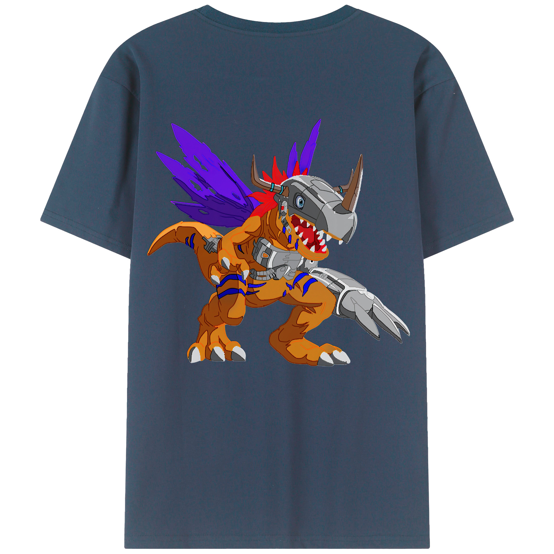 （画像用） Digimon デジタルモンスター/デジモン 綿100％ メンズ半袖Tシャツ（バックプリント） 通気性