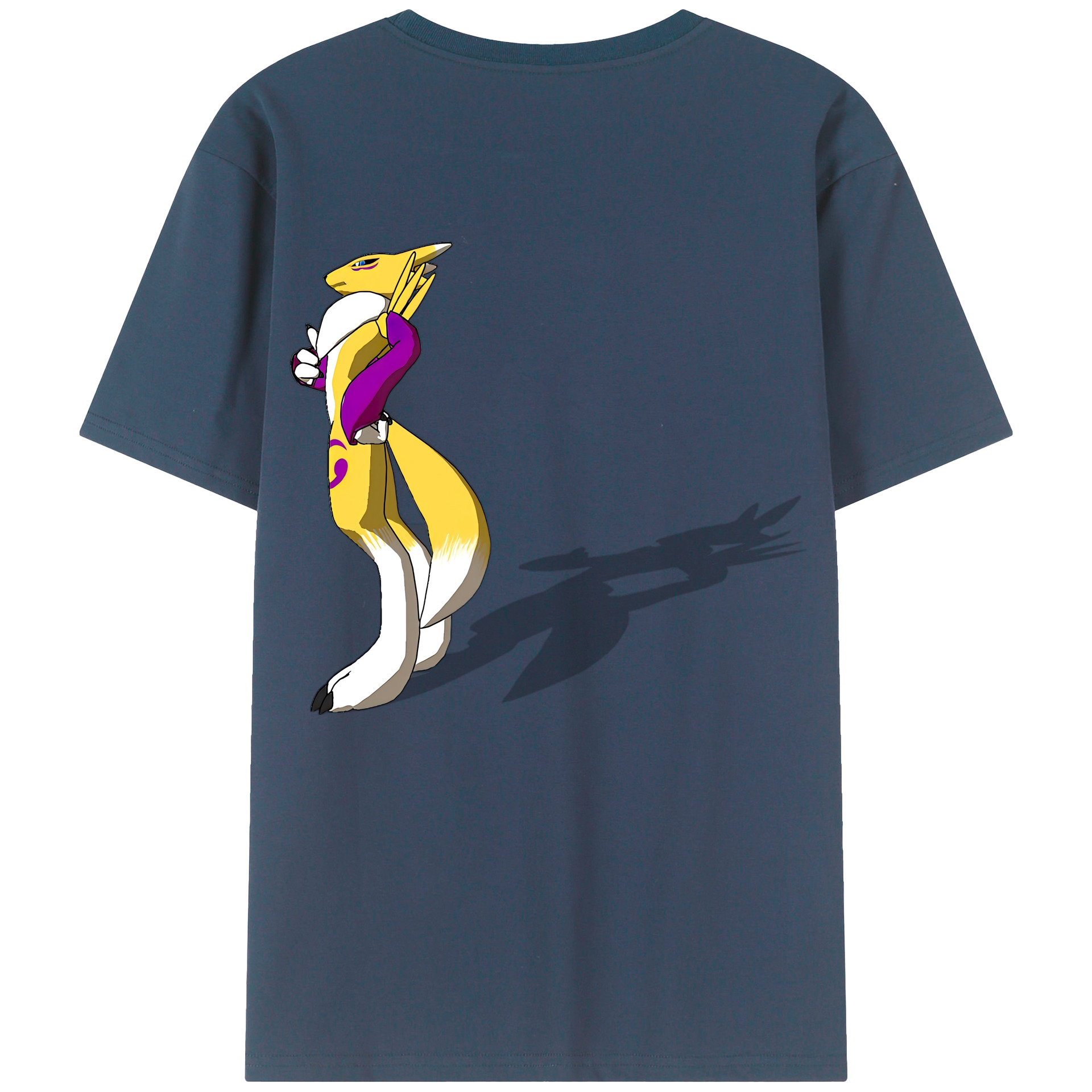 （画像用） Digimon デジタルモンスター/デジモン 綿100％ メンズ半袖Tシャツ（バックプリント） 通気性