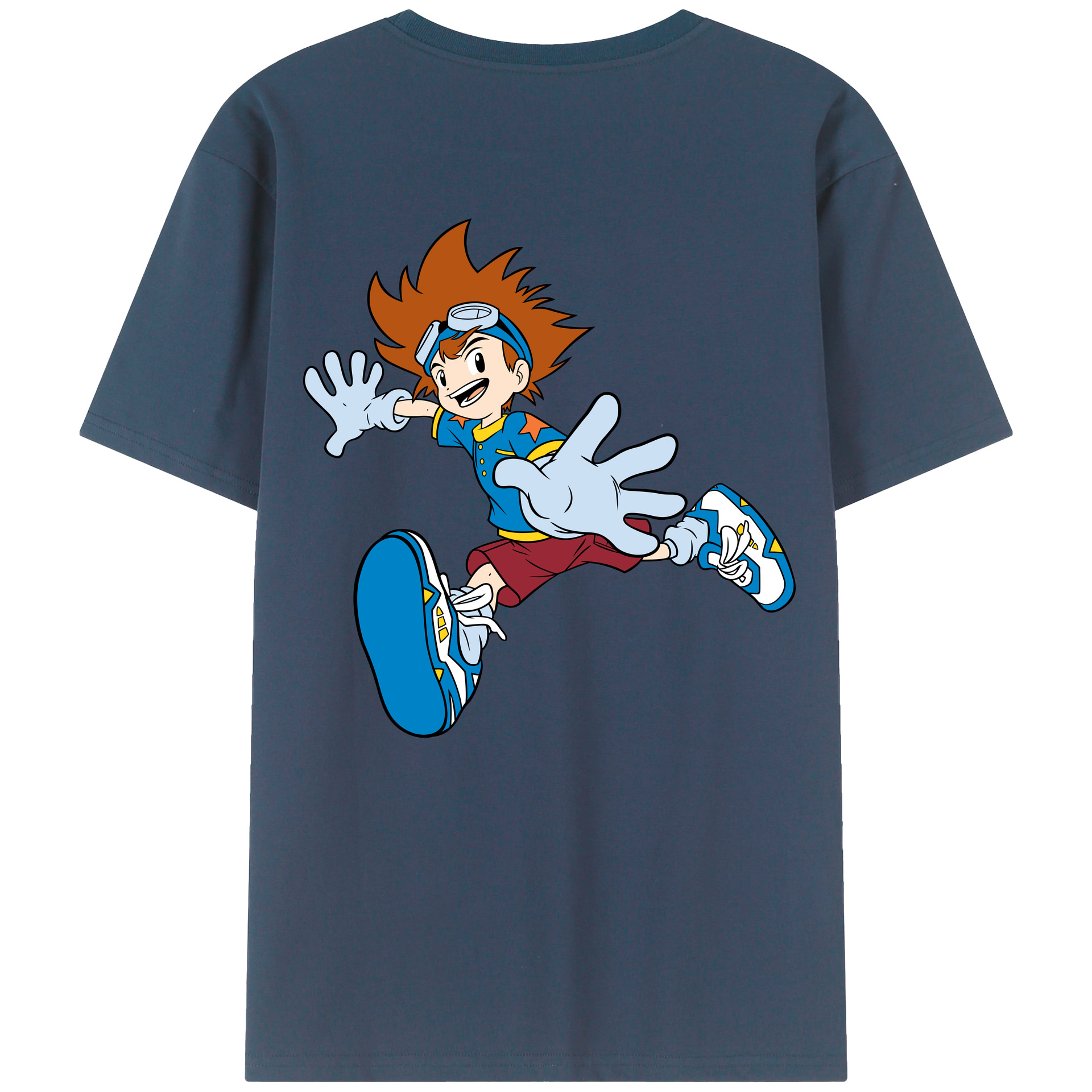（画像用） Digimon デジタルモンスター/デジモン 綿100％ メンズ半袖Tシャツ（バックプリント） 通気性