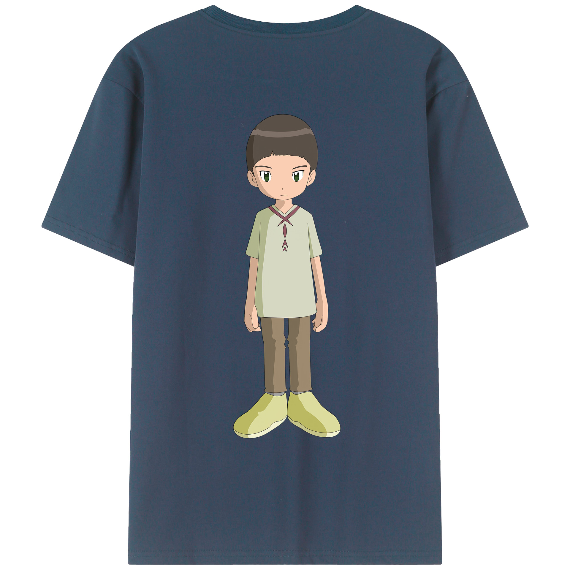 （画像用） Digimon デジタルモンスター/デジモン 綿100％ メンズ半袖Tシャツ（バックプリント） 通気性