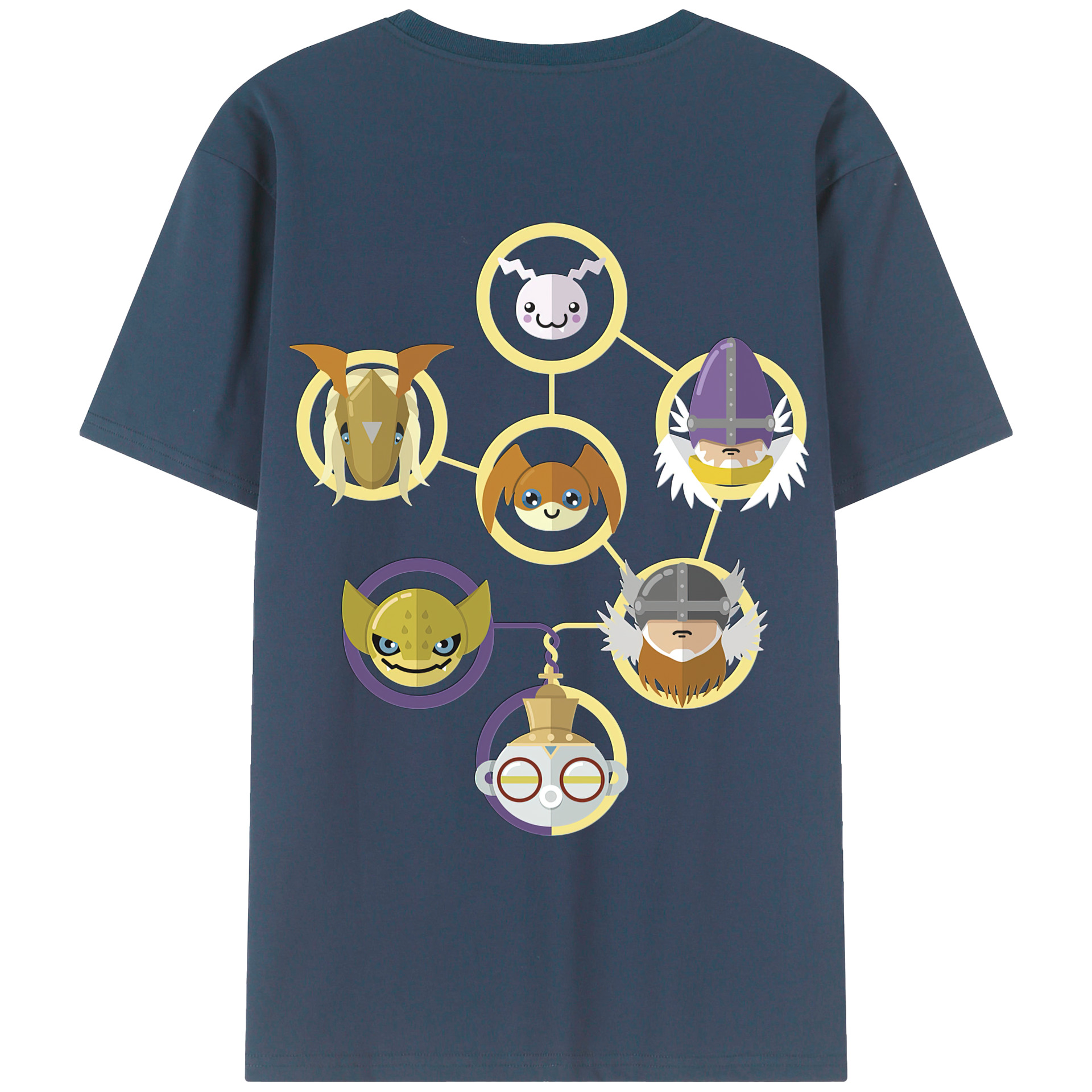 （画像用） Digimon デジタルモンスター/デジモン 綿100％ メンズ半袖Tシャツ（バックプリント） 通気性
