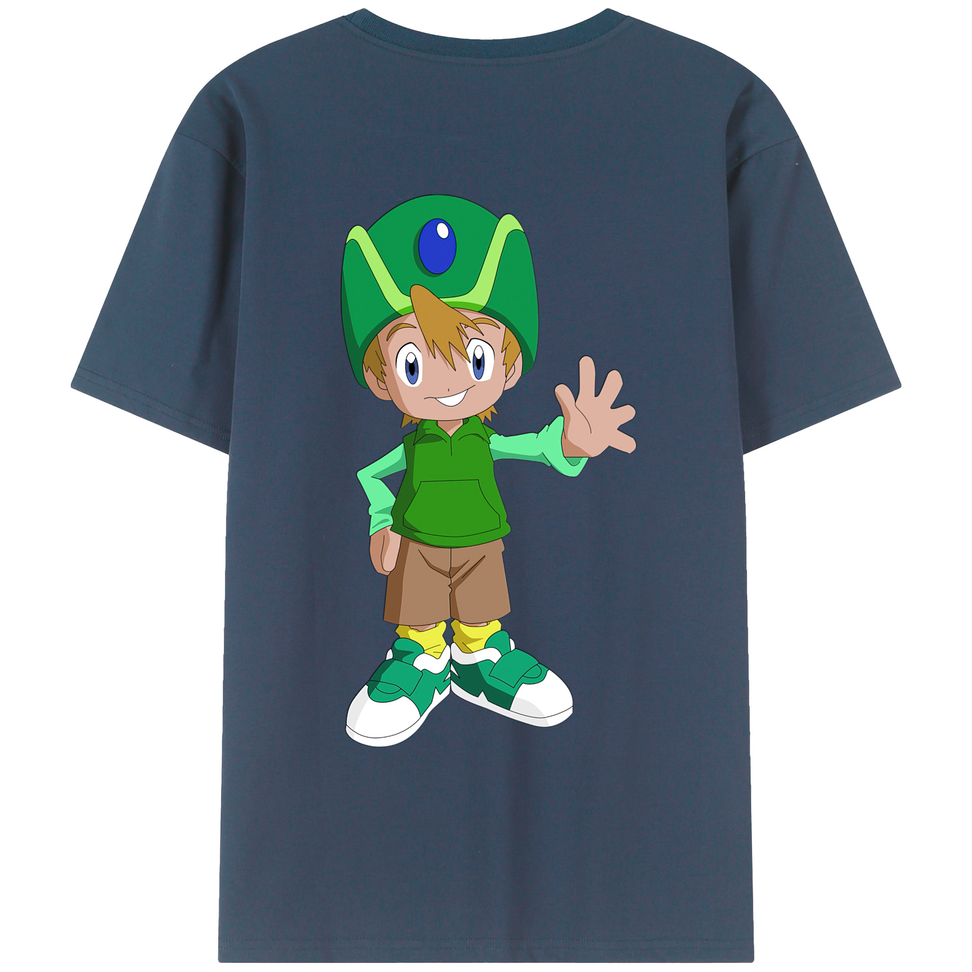 （画像用） Digimon デジタルモンスター/デジモン 綿100％ メンズ半袖Tシャツ（バックプリント） 通気性