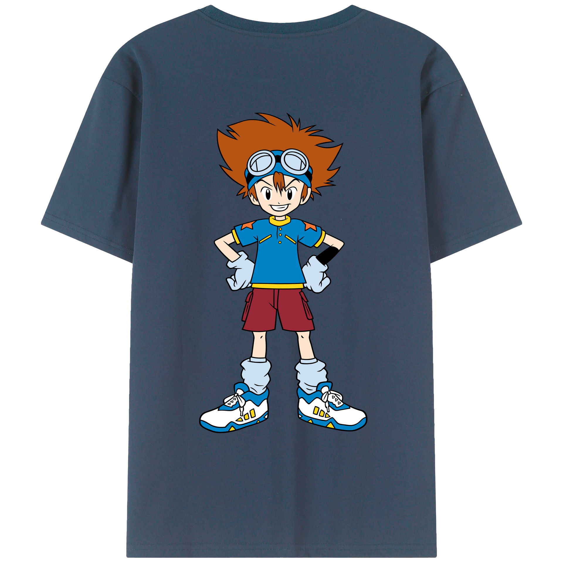 （画像用） Digimon デジタルモンスター/デジモン 綿100％ メンズ半袖Tシャツ（バックプリント） 通気性