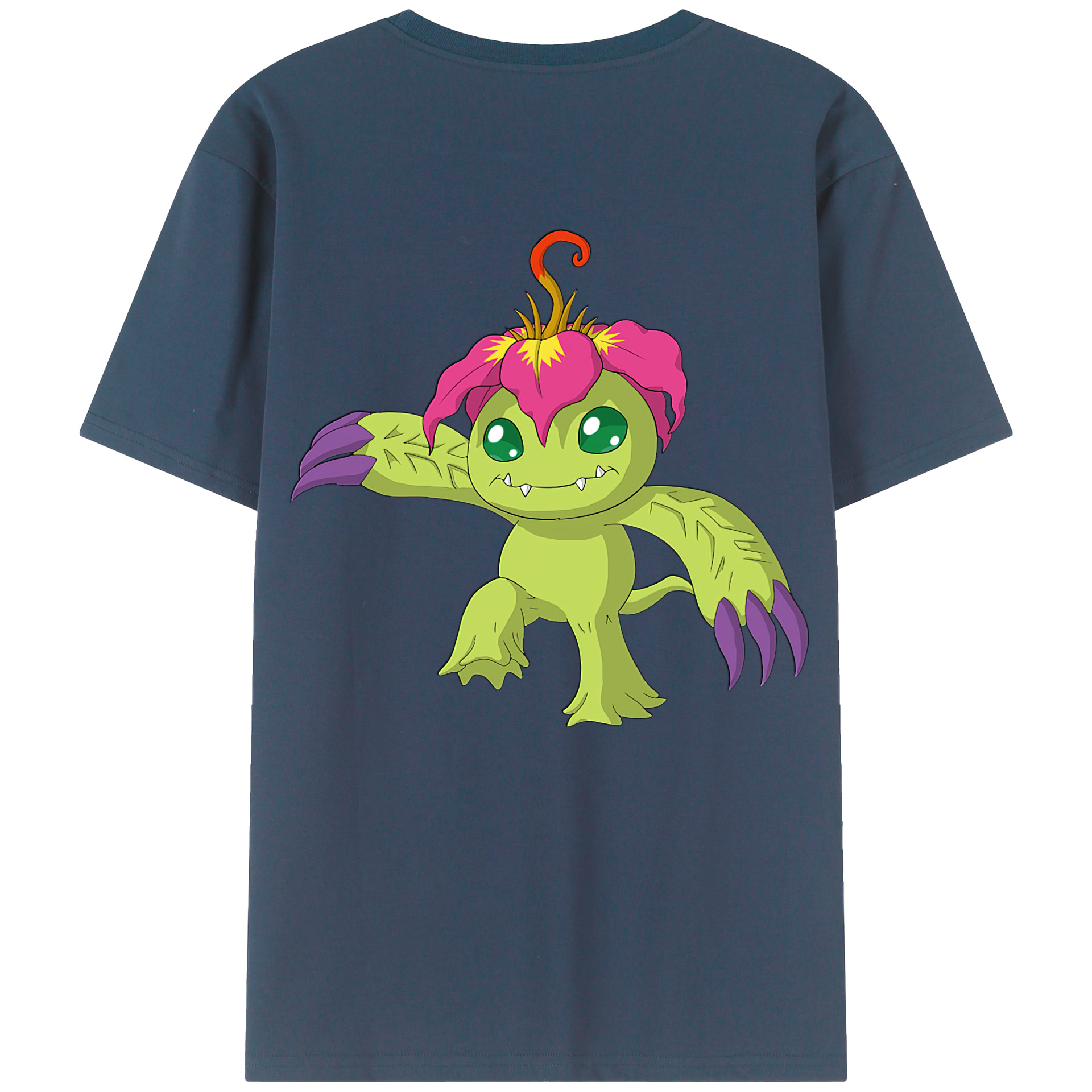 （画像用） Digimon デジタルモンスター/デジモン 綿100％ メンズ半袖Tシャツ（バックプリント） 通気性