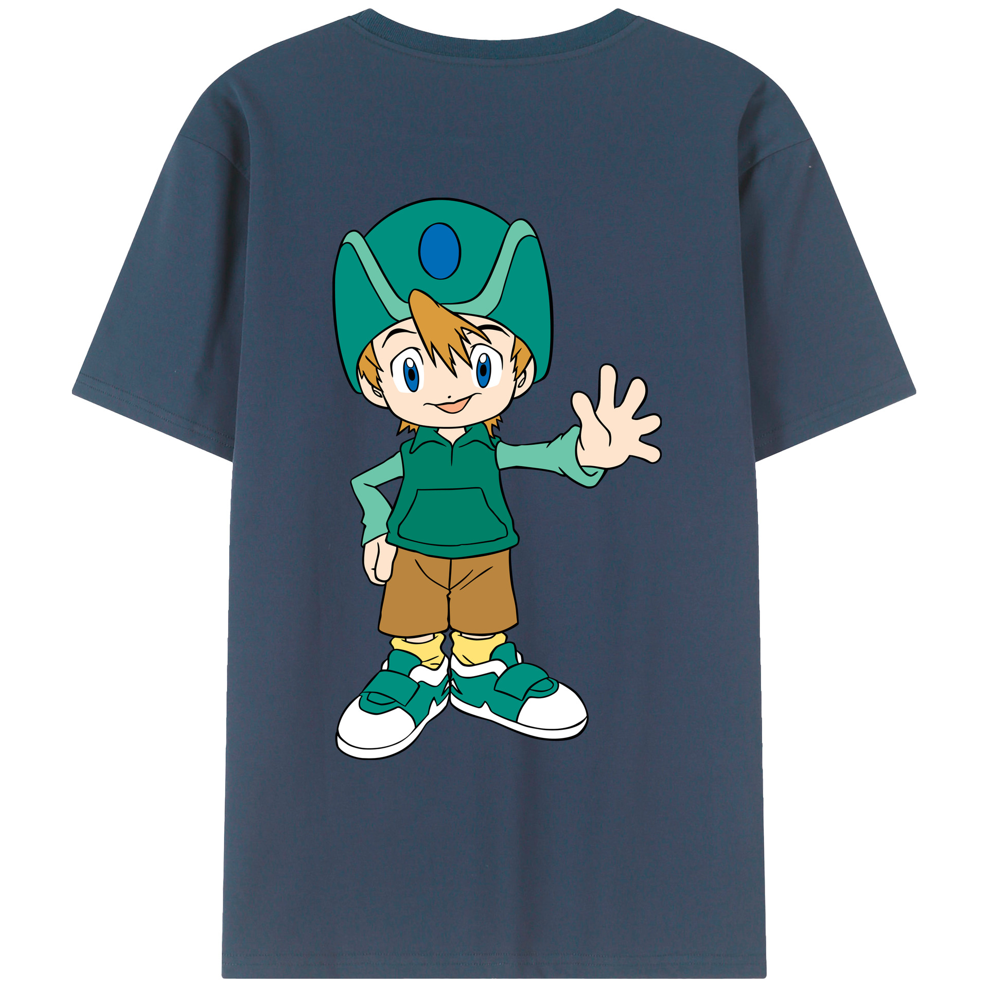 （画像用） Digimon デジタルモンスター/デジモン 綿100％ メンズ半袖Tシャツ（バックプリント） 通気性