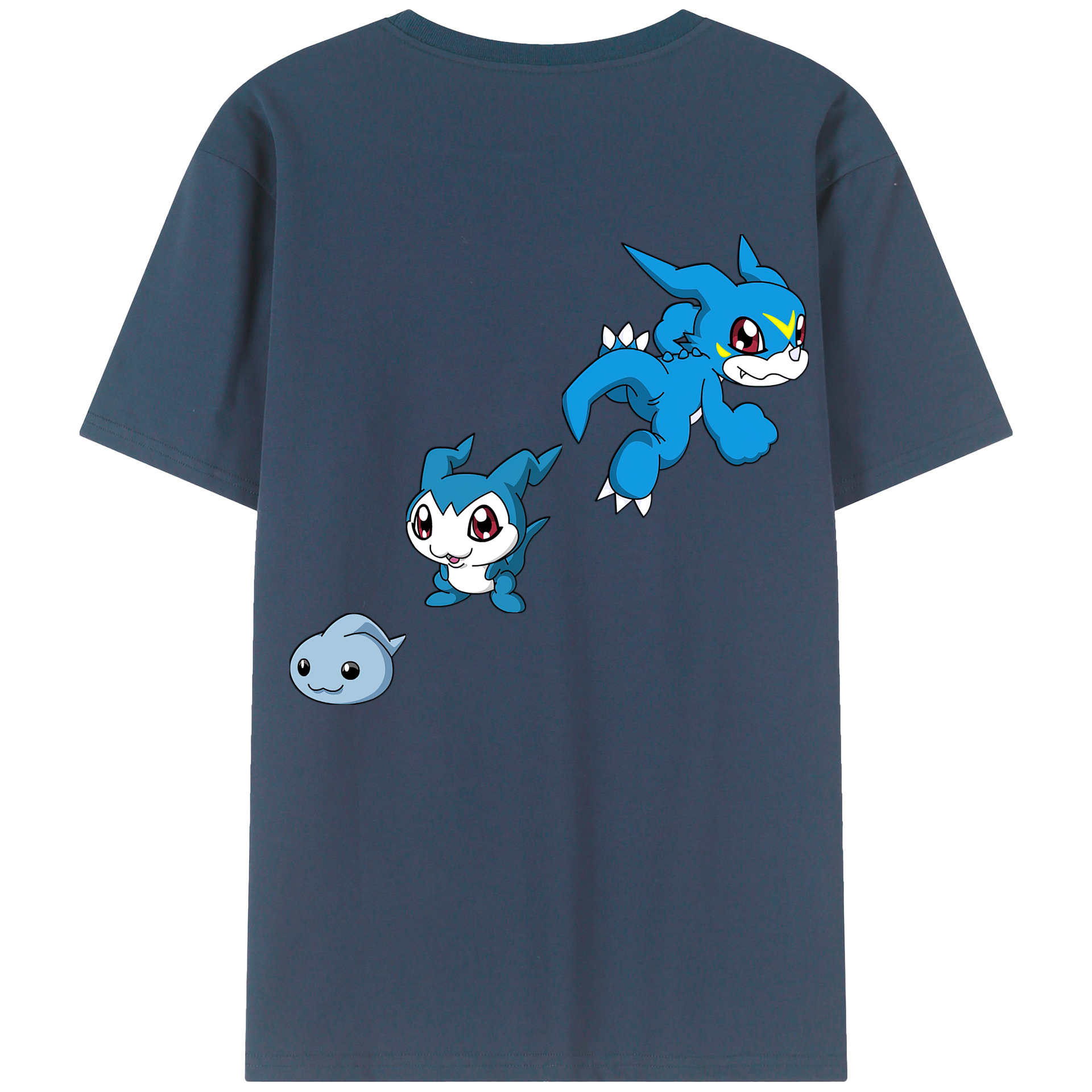 （画像用） Digimon デジタルモンスター/デジモン 綿100％ メンズ半袖Tシャツ（バックプリント） 通気性