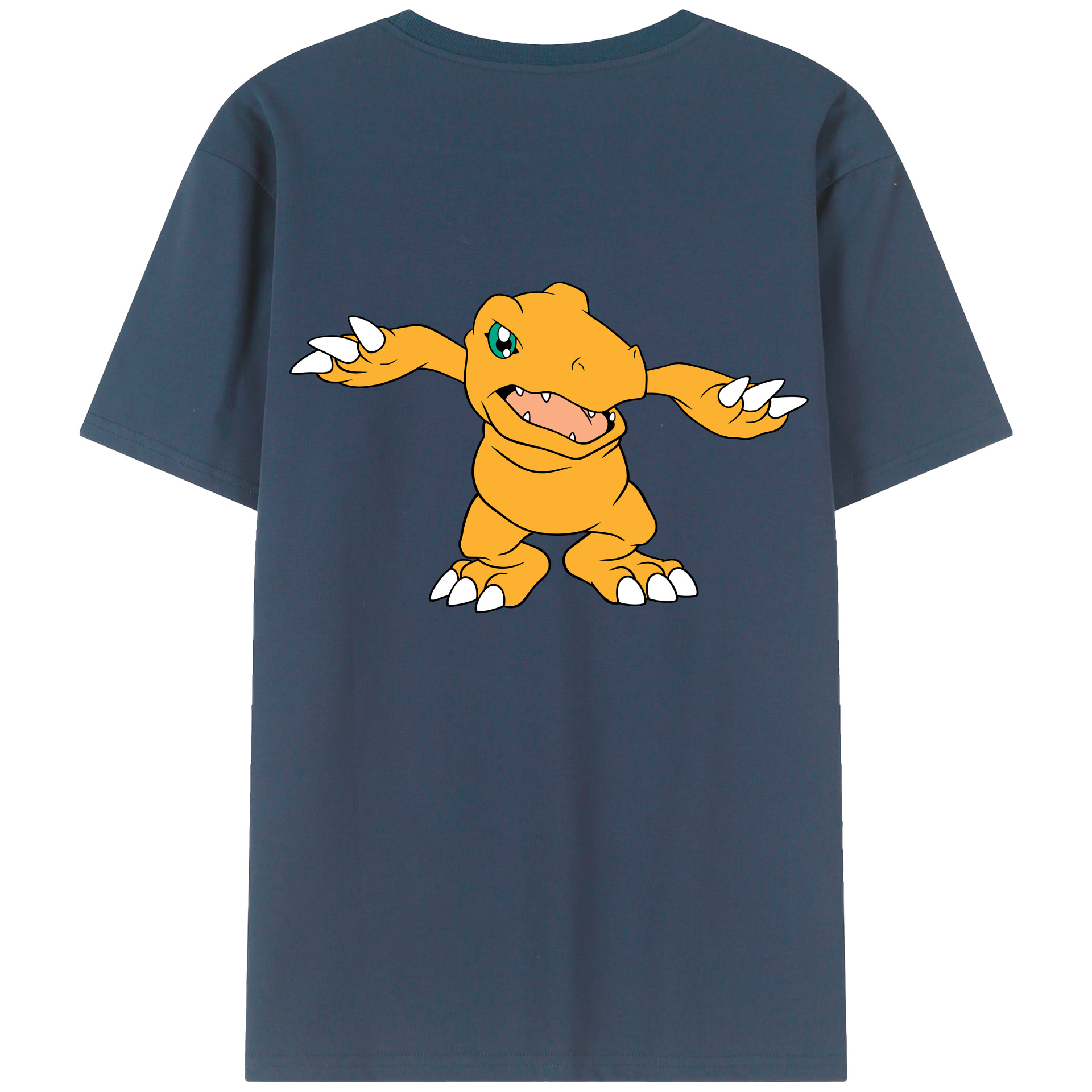 （画像用） Digimon デジタルモンスター/デジモン 綿100％ メンズ半袖Tシャツ（バックプリント） 通気性
