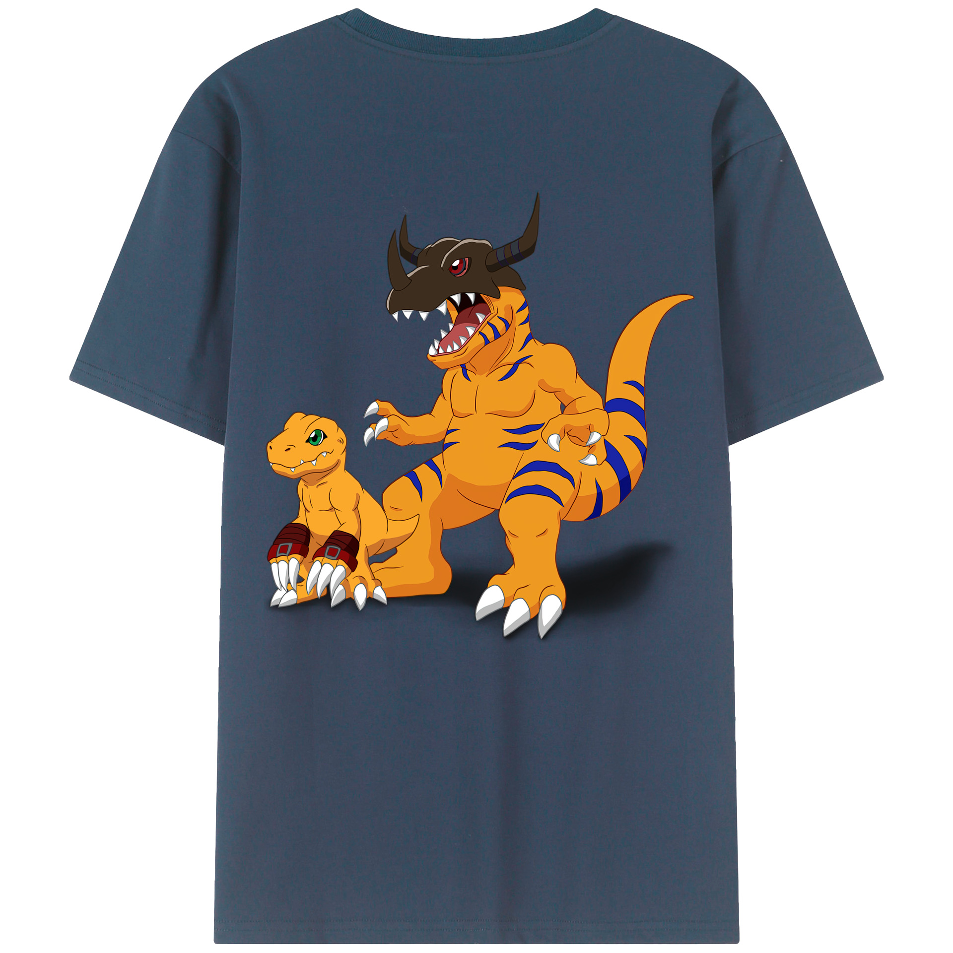 （画像用） Digimon デジタルモンスター/デジモン 綿100％ メンズ半袖Tシャツ（バックプリント） 通気性