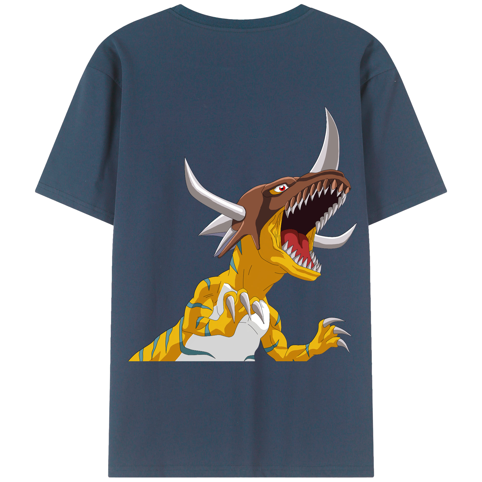 （画像用） Digimon デジタルモンスター/デジモン 綿100％ メンズ半袖Tシャツ（バックプリント） 通気性