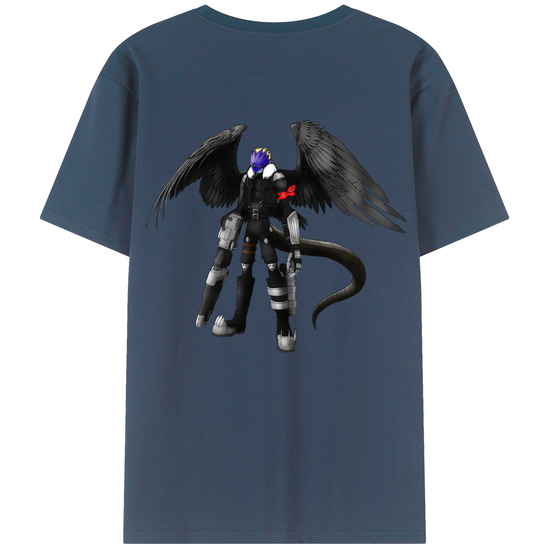 （画像用） Digimon デジタルモンスター/デジモン 綿100％ メンズ半袖Tシャツ（バックプリント） 通気性