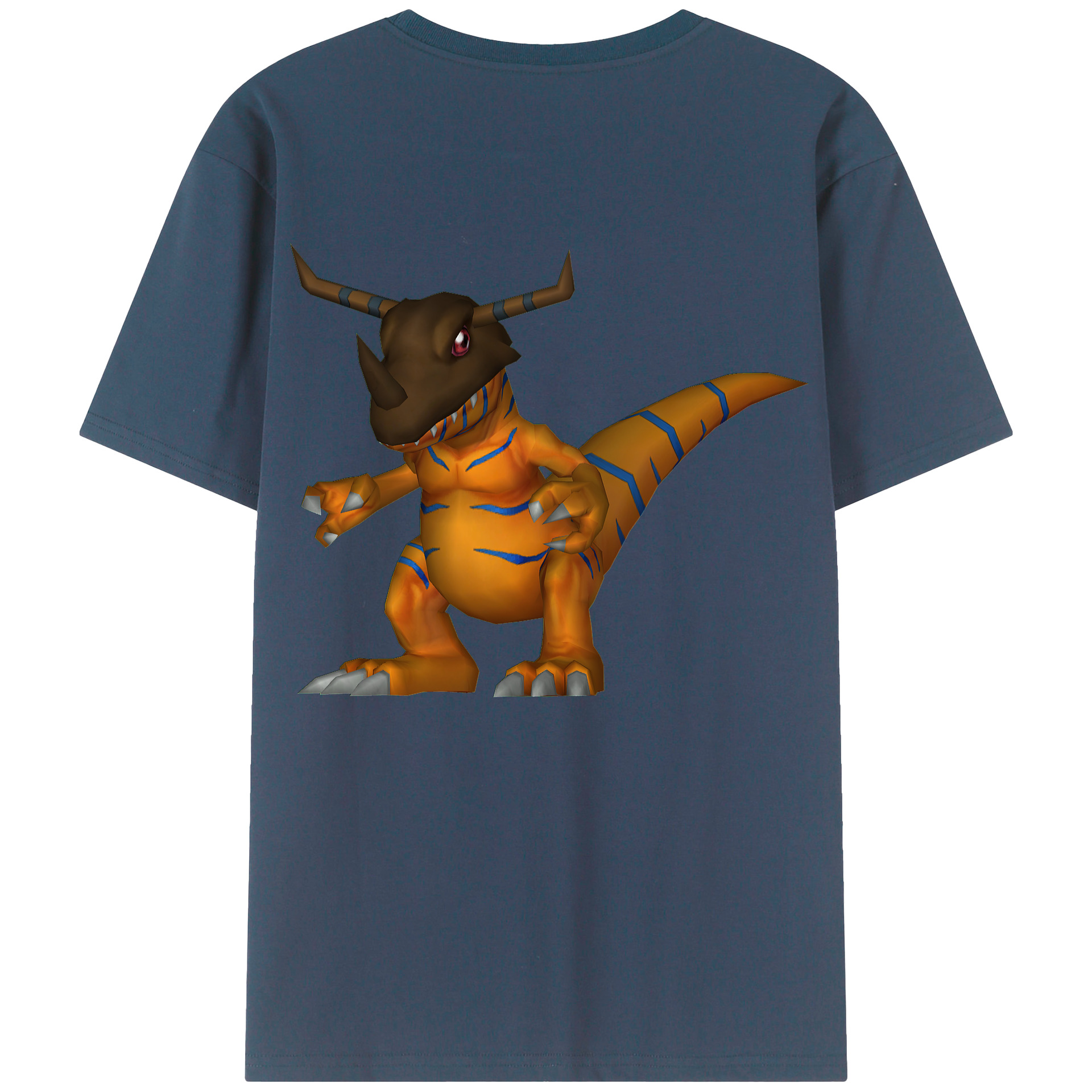 （画像用） Digimon デジタルモンスター/デジモン 綿100％ メンズ半袖Tシャツ（バックプリント） 通気性