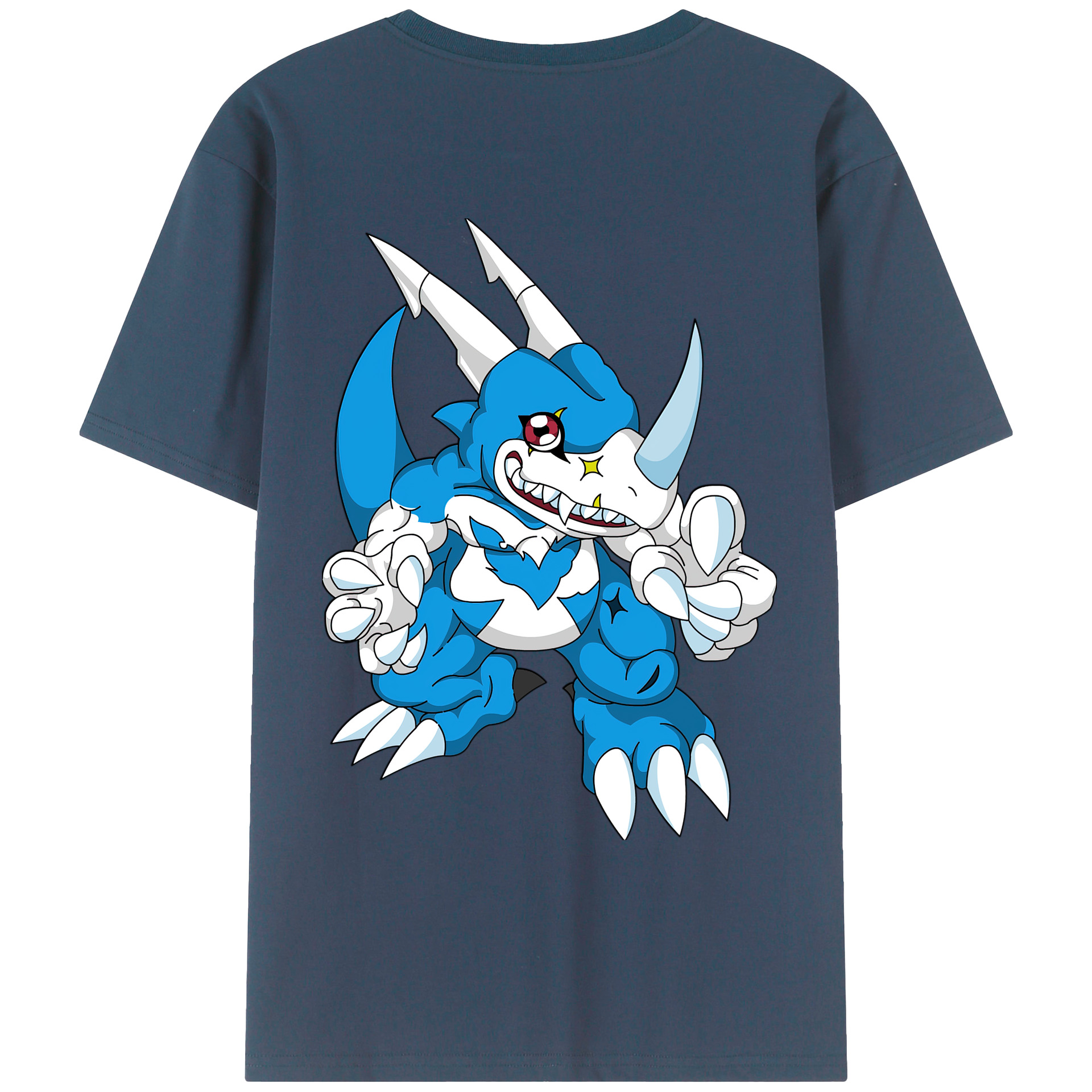 （画像用） Digimon デジタルモンスター/デジモン 綿100％ メンズ半袖Tシャツ（バックプリント） 通気性