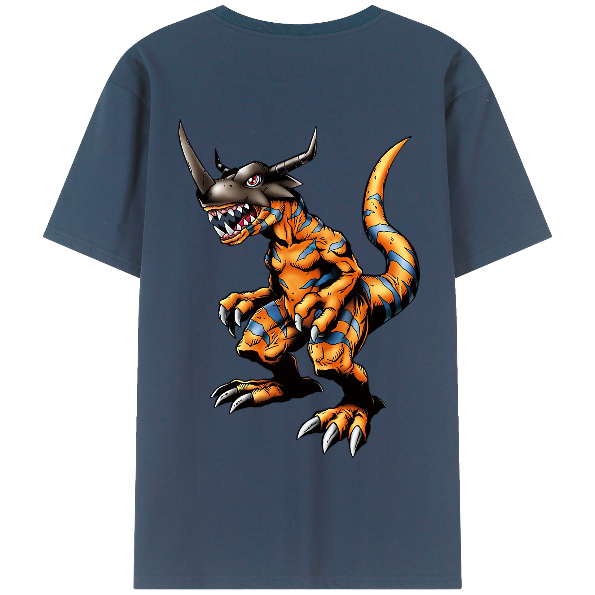 （画像用） Digimon デジタルモンスター/デジモン 綿100％ メンズ半袖Tシャツ（バックプリント） 通気性