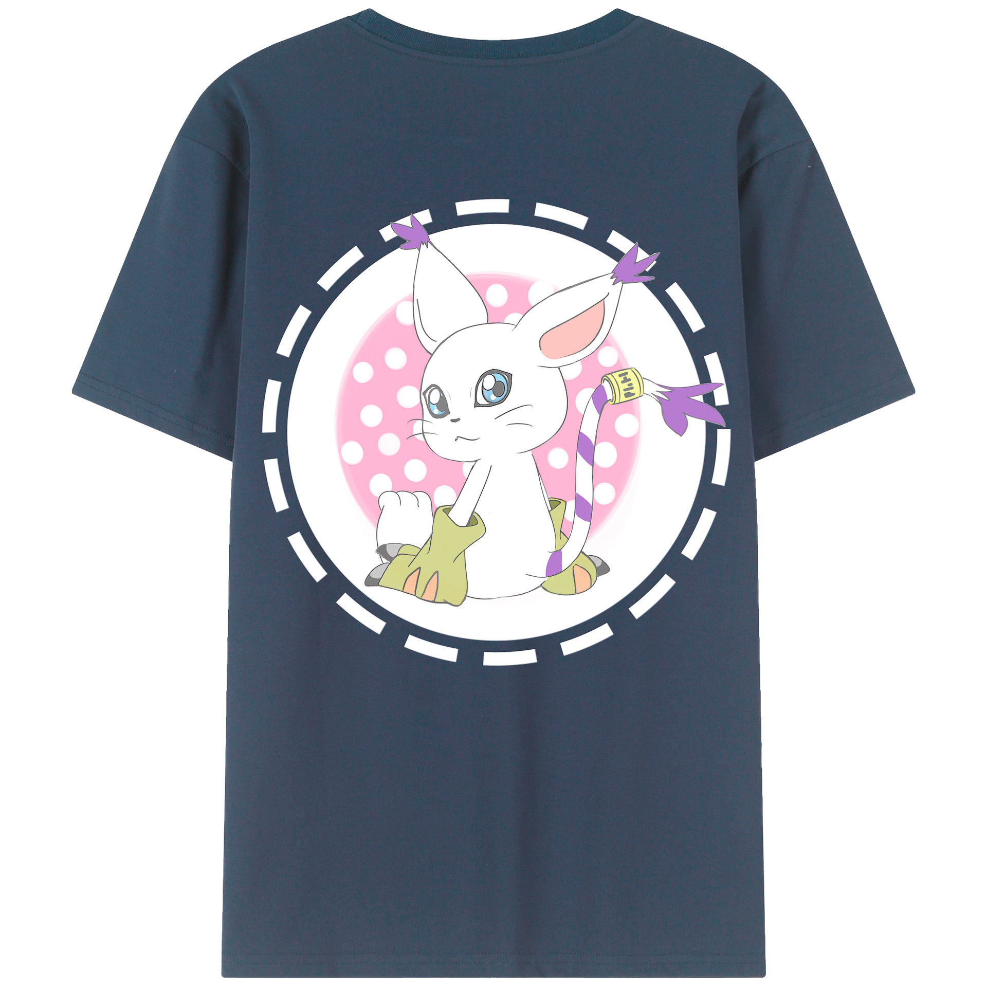 （画像用） Digimon デジタルモンスター/デジモン 綿100％ メンズ半袖Tシャツ（バックプリント） 通気性