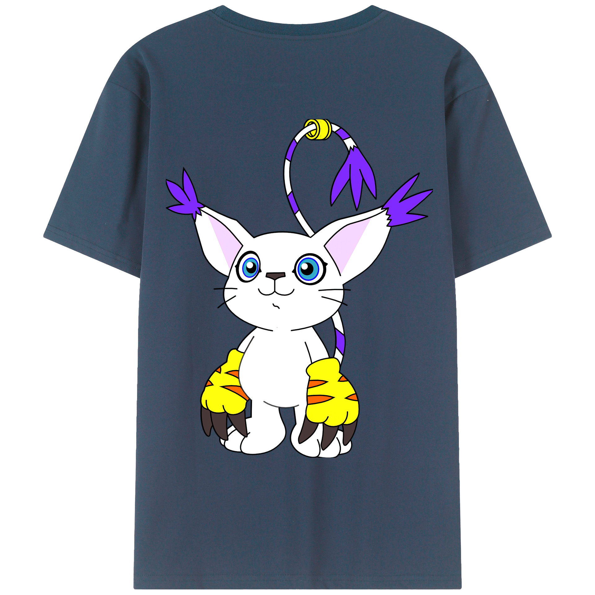 （画像用） Digimon デジタルモンスター/デジモン 綿100％ メンズ半袖Tシャツ（バックプリント） 通気性