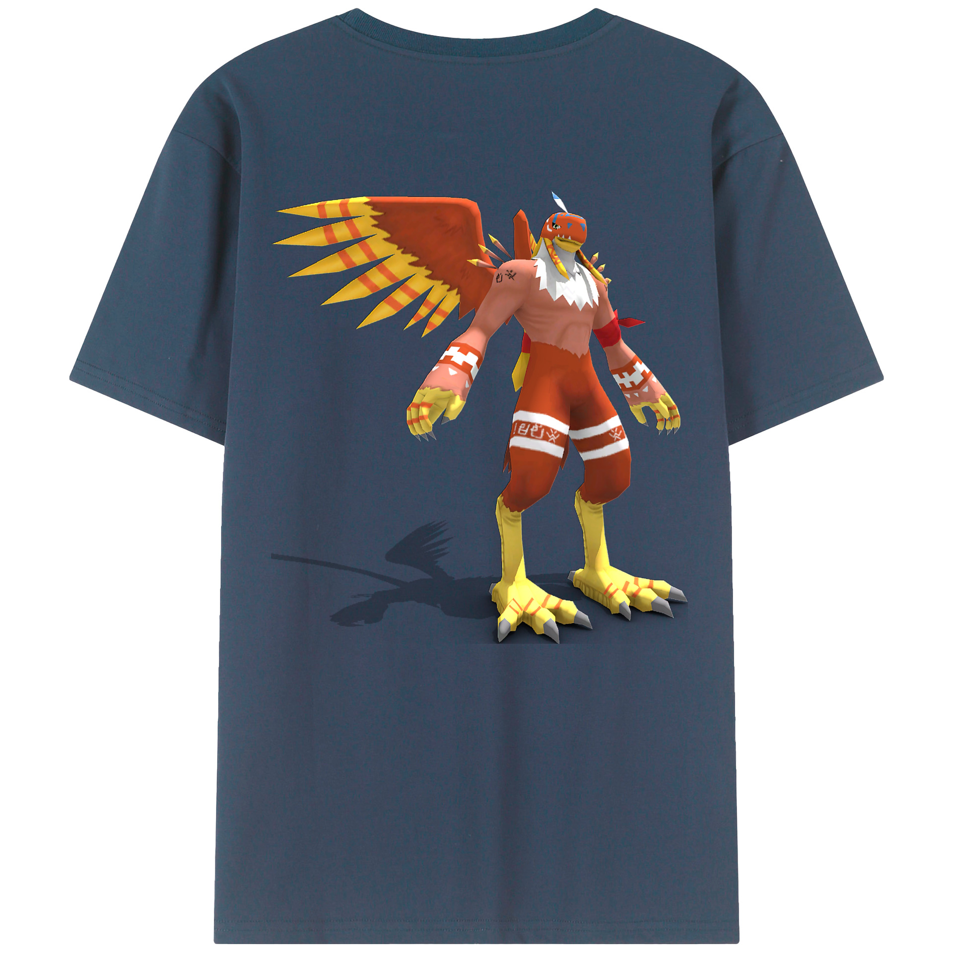 （画像用） Digimon デジタルモンスター/デジモン 綿100％ メンズ半袖Tシャツ（バックプリント） 通気性