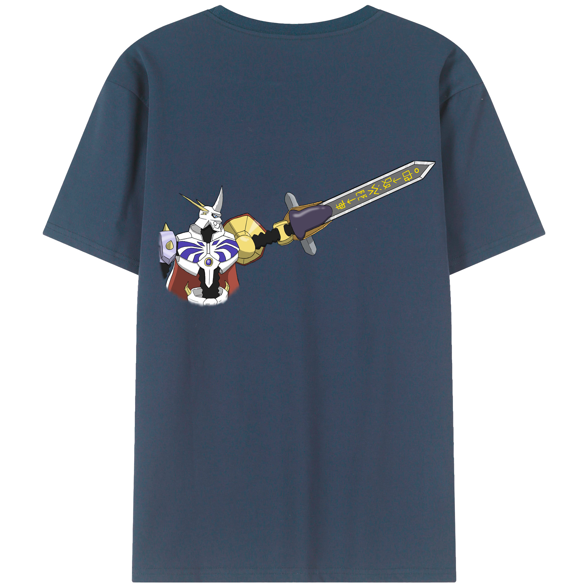 （画像用） Digimon デジタルモンスター/デジモン 綿100％ メンズ半袖Tシャツ（バックプリント） 通気性