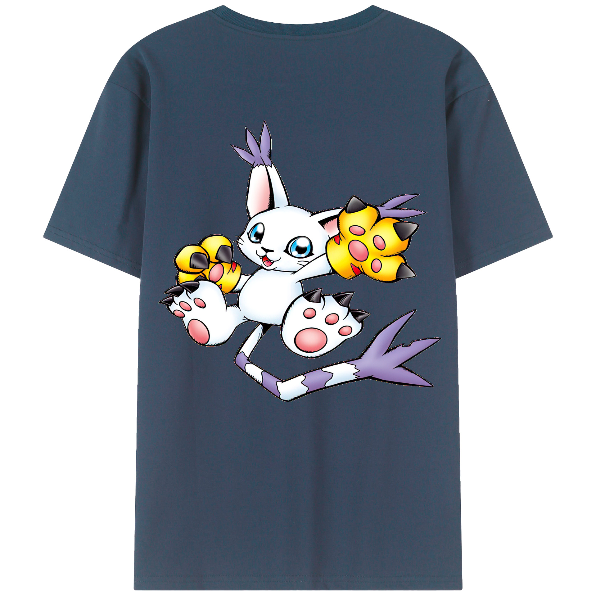 （画像用） Digimon デジタルモンスター/デジモン 綿100％ メンズ半袖Tシャツ（バックプリント） 通気性