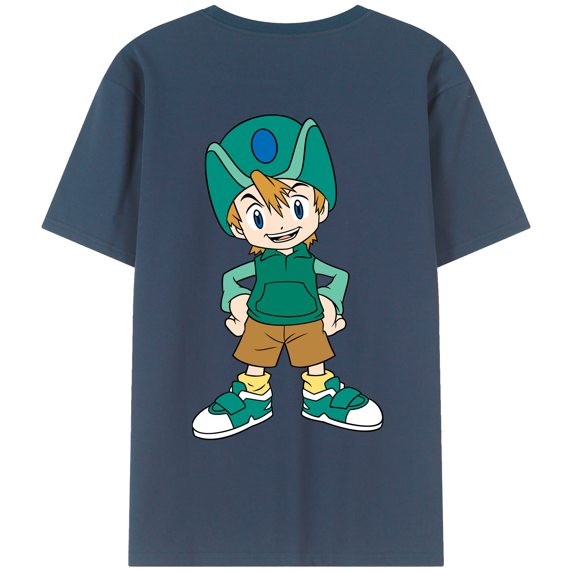 （画像用） Digimon デジタルモンスター/デジモン 綿100％ メンズ半袖Tシャツ（バックプリント） 通気性