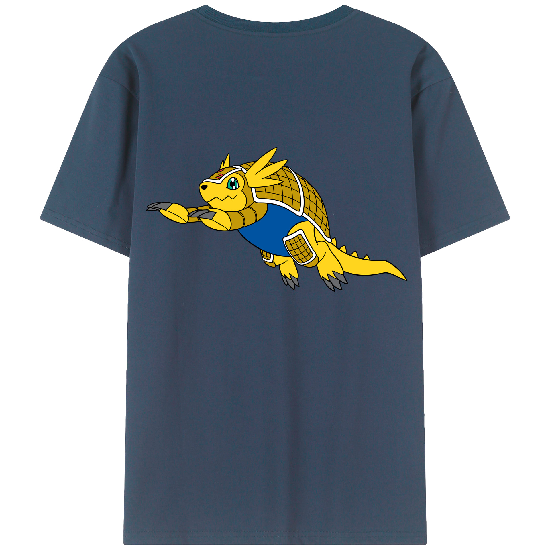 （画像用） Digimon デジタルモンスター/デジモン 綿100％ メンズ半袖Tシャツ（バックプリント） 通気性