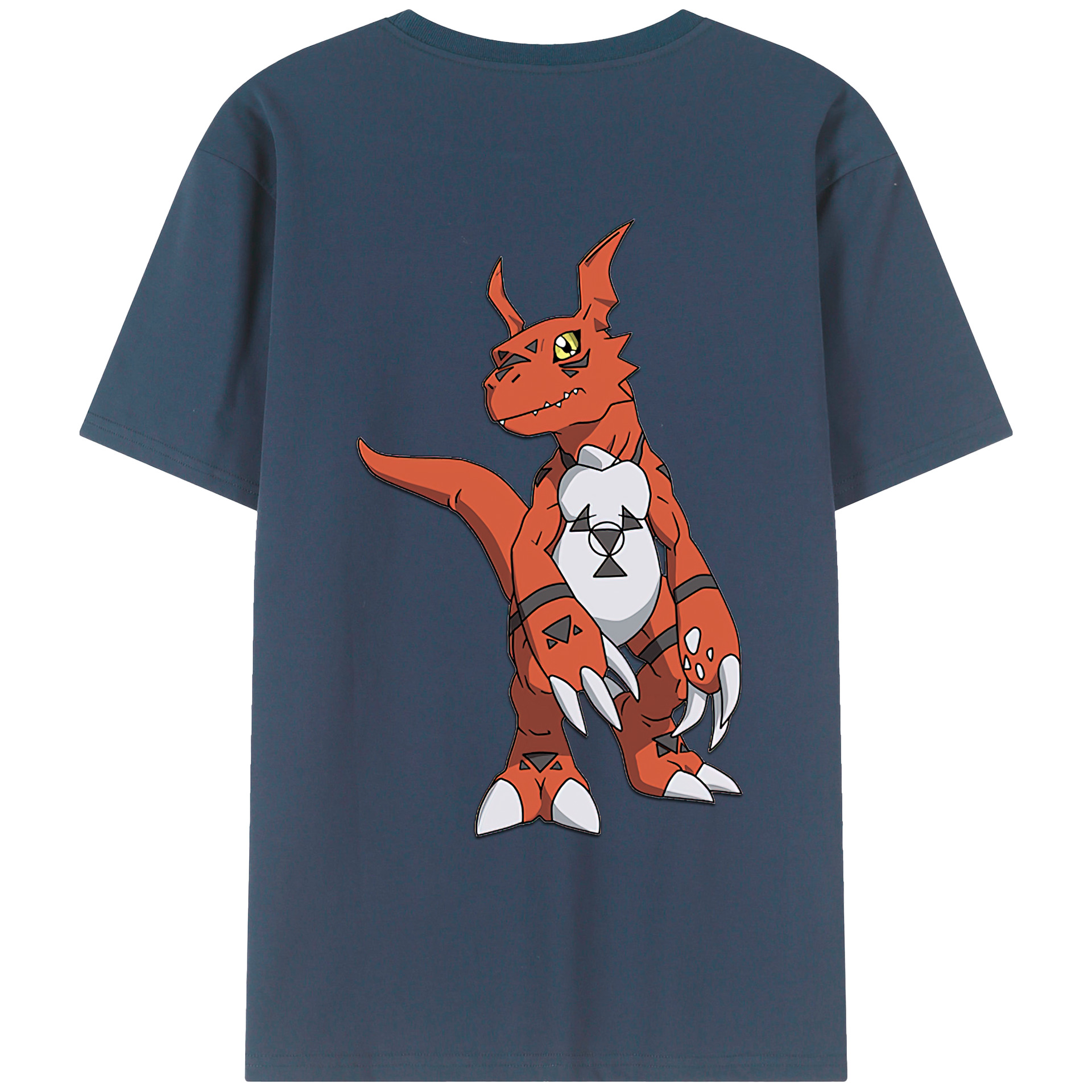 （画像用） Digimon デジタルモンスター/デジモン 綿100％ メンズ半袖Tシャツ（バックプリント） 通気性