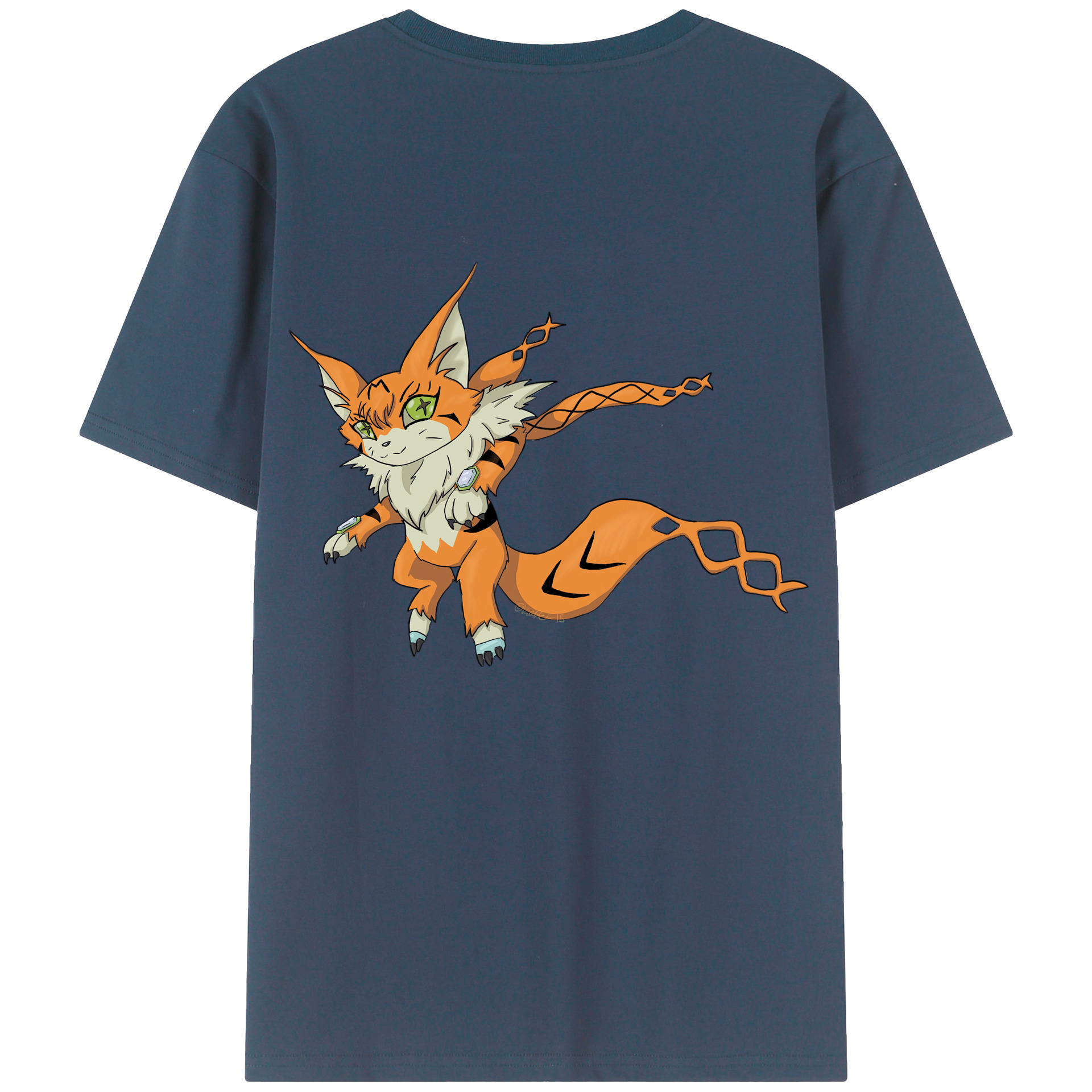 （画像用） Digimon デジタルモンスター/デジモン 綿100％ メンズ半袖Tシャツ（バックプリント） 通気性