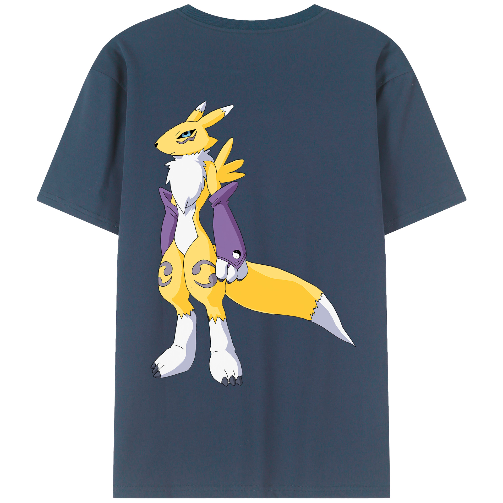 （画像用） Digimon デジタルモンスター/デジモン 綿100％ メンズ半袖Tシャツ（バックプリント） 通気性