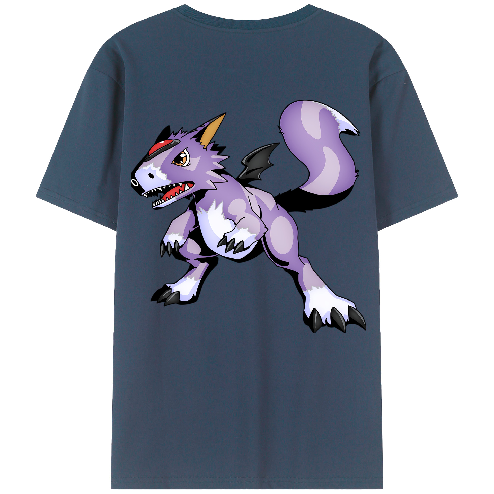 （画像用） Digimon デジタルモンスター/デジモン 綿100％ メンズ半袖Tシャツ（バックプリント） 通気性