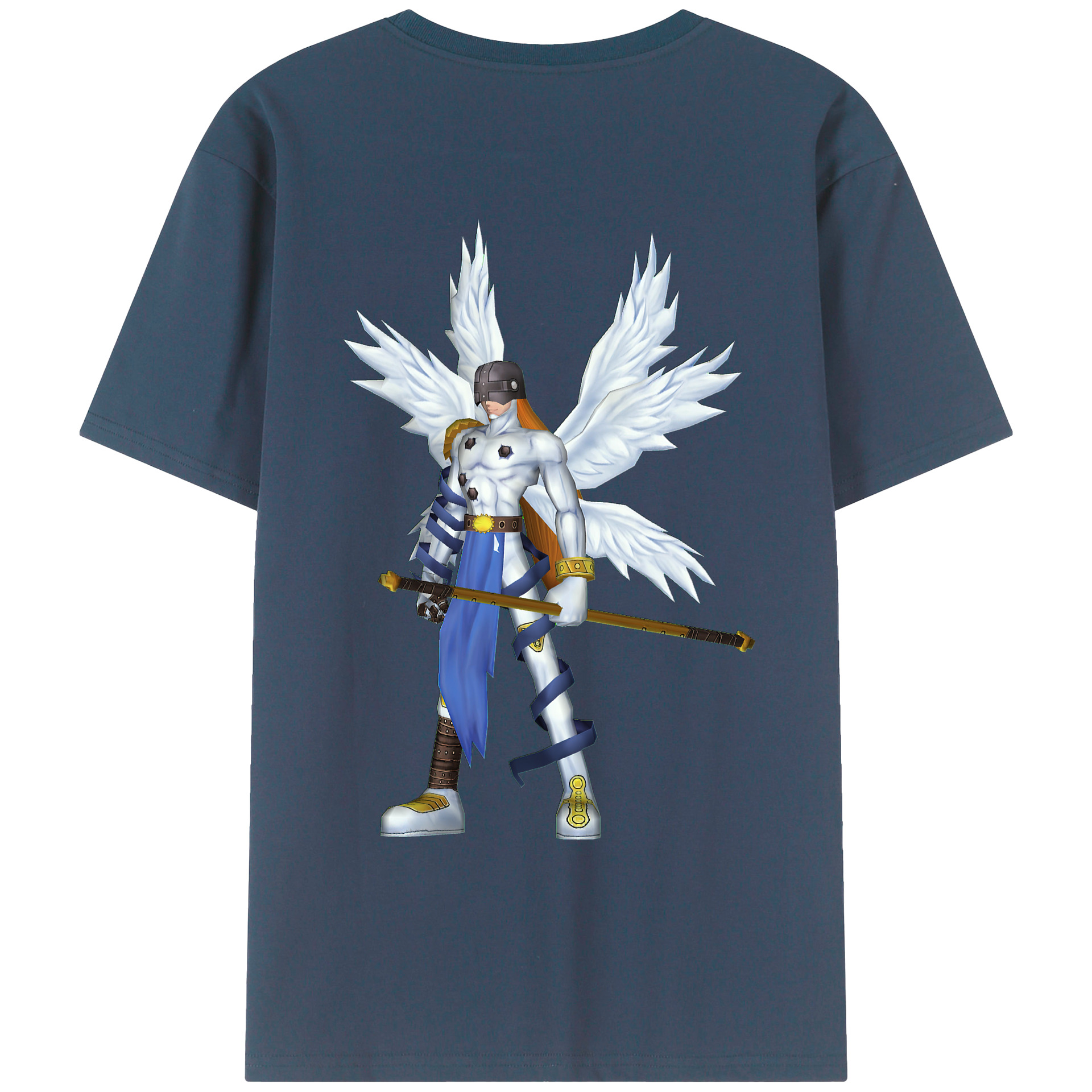 （画像用） Digimon デジタルモンスター/デジモン 綿100％ メンズ半袖Tシャツ（バックプリント） 通気性