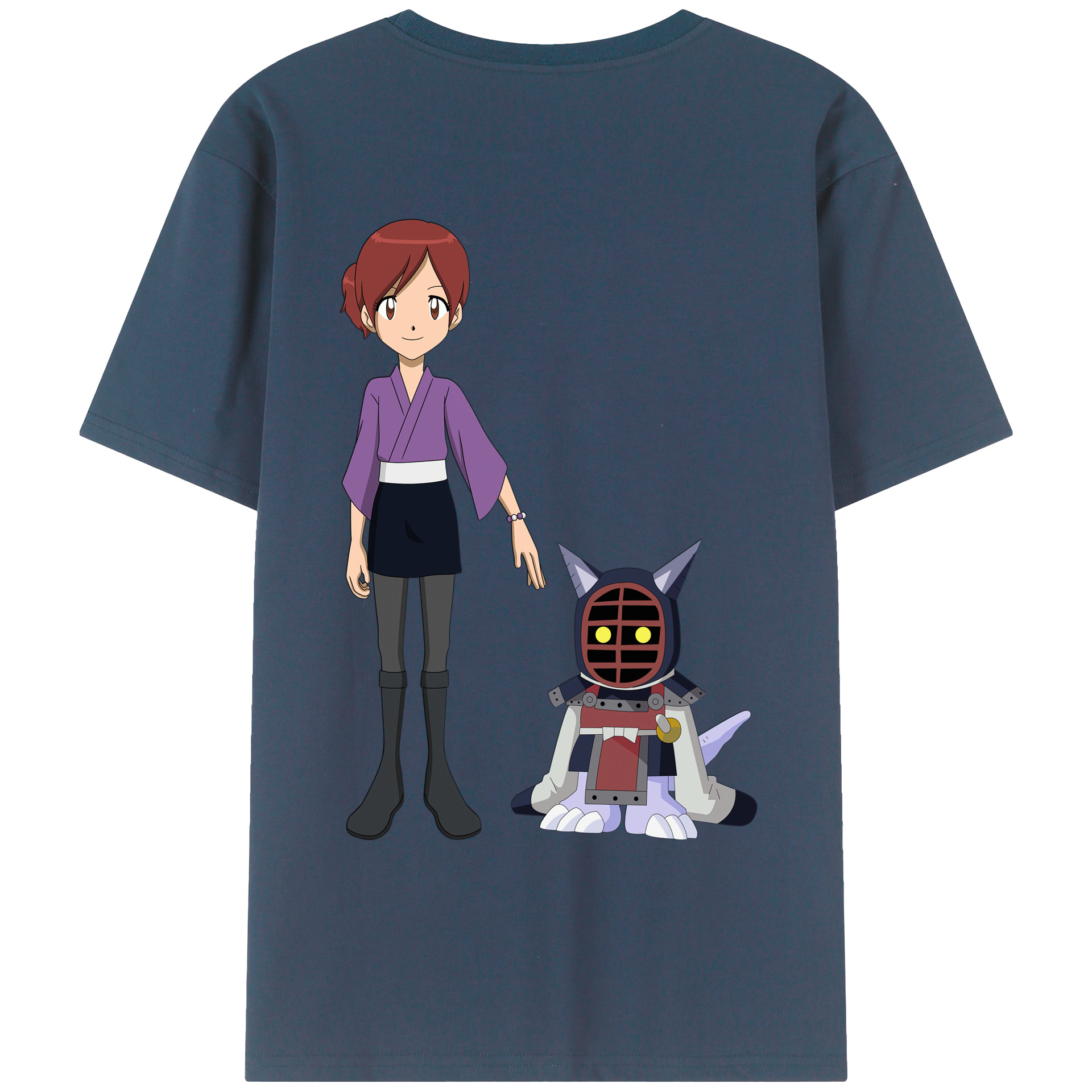 （画像用） Digimon デジタルモンスター/デジモン 綿100％ メンズ半袖Tシャツ（バックプリント） 通気性