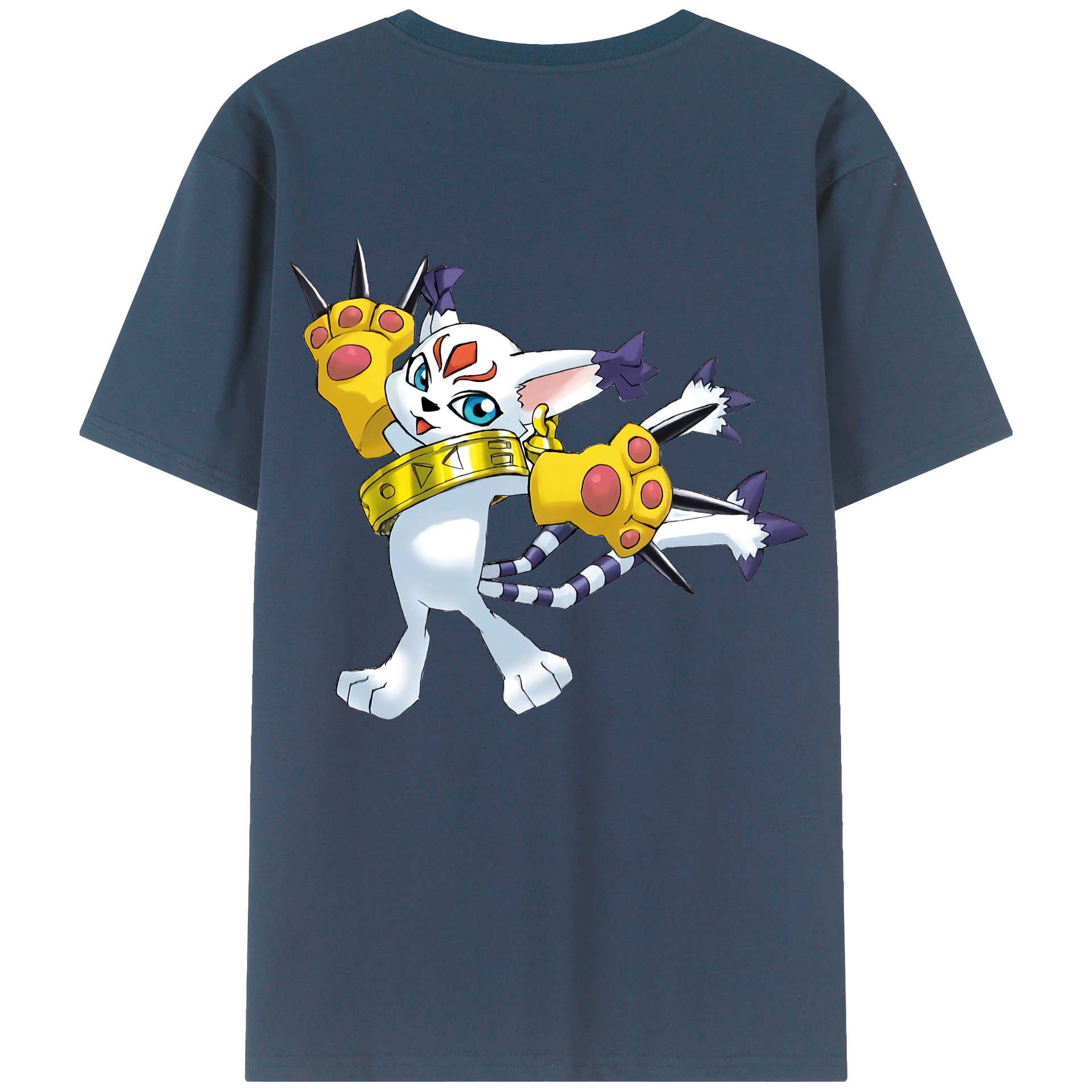 （画像用） Digimon デジタルモンスター/デジモン 綿100％ メンズ半袖Tシャツ（バックプリント） 通気性