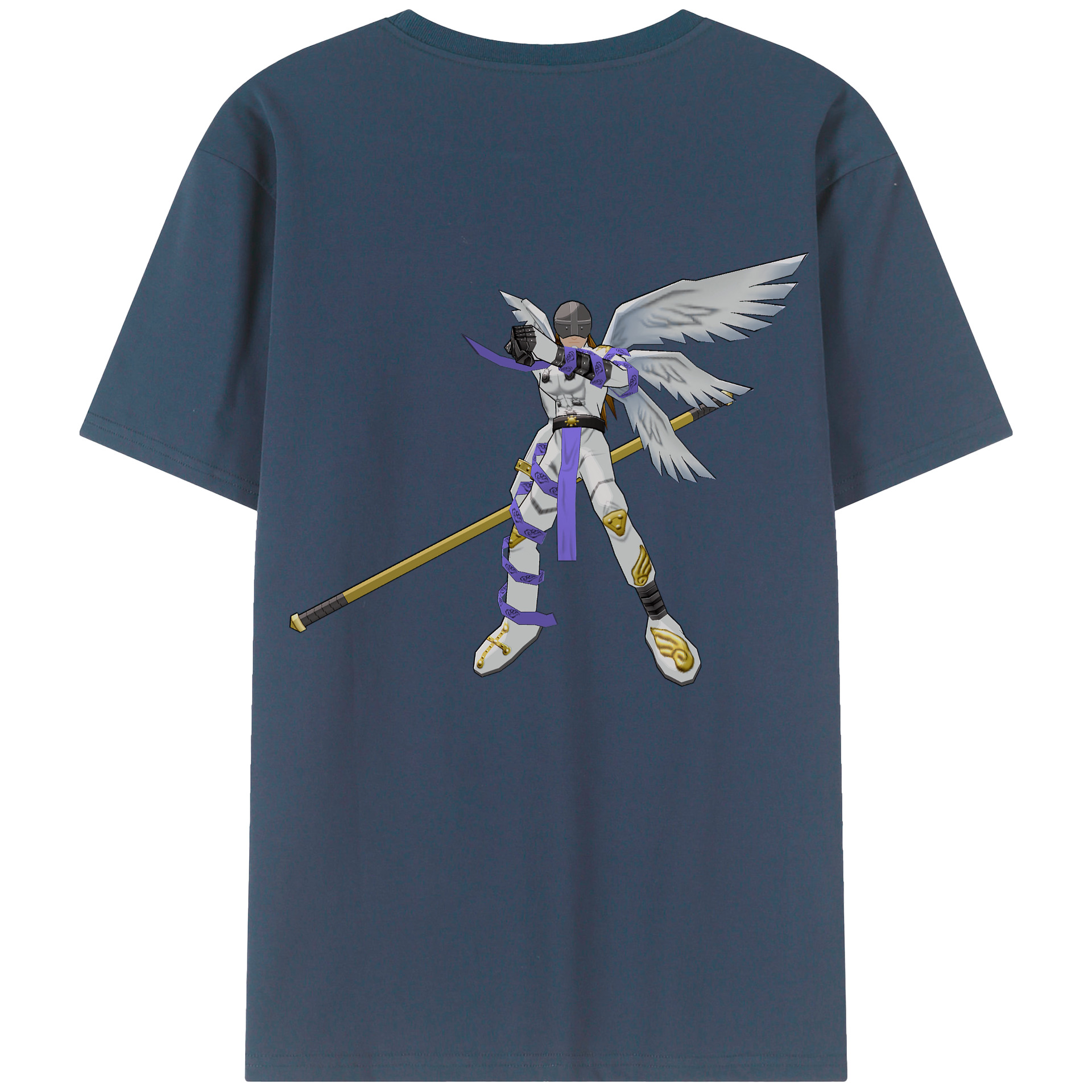 （画像用） Digimon デジタルモンスター/デジモン 綿100％ メンズ半袖Tシャツ（バックプリント） 通気性