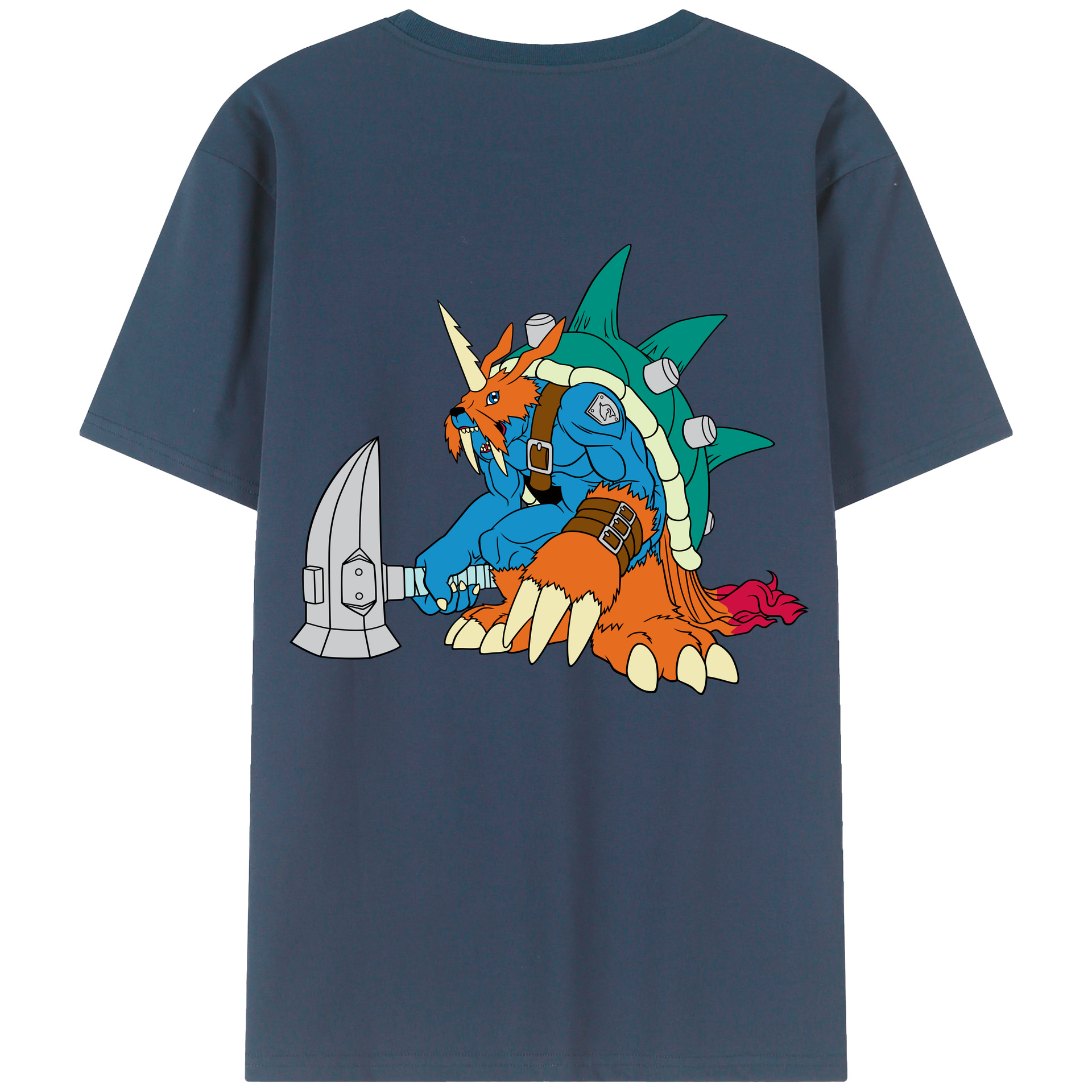 （画像用） Digimon デジタルモンスター/デジモン 綿100％ メンズ半袖Tシャツ（バックプリント） 通気性