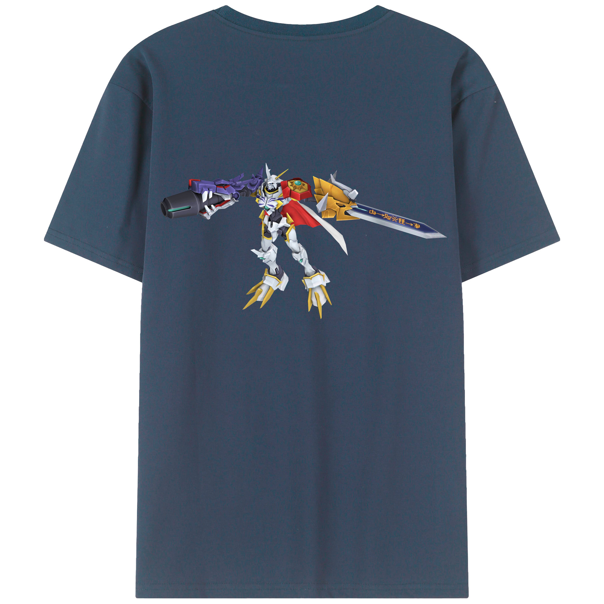 （画像用） Digimon デジタルモンスター/デジモン 綿100％ メンズ半袖Tシャツ（バックプリント） 通気性