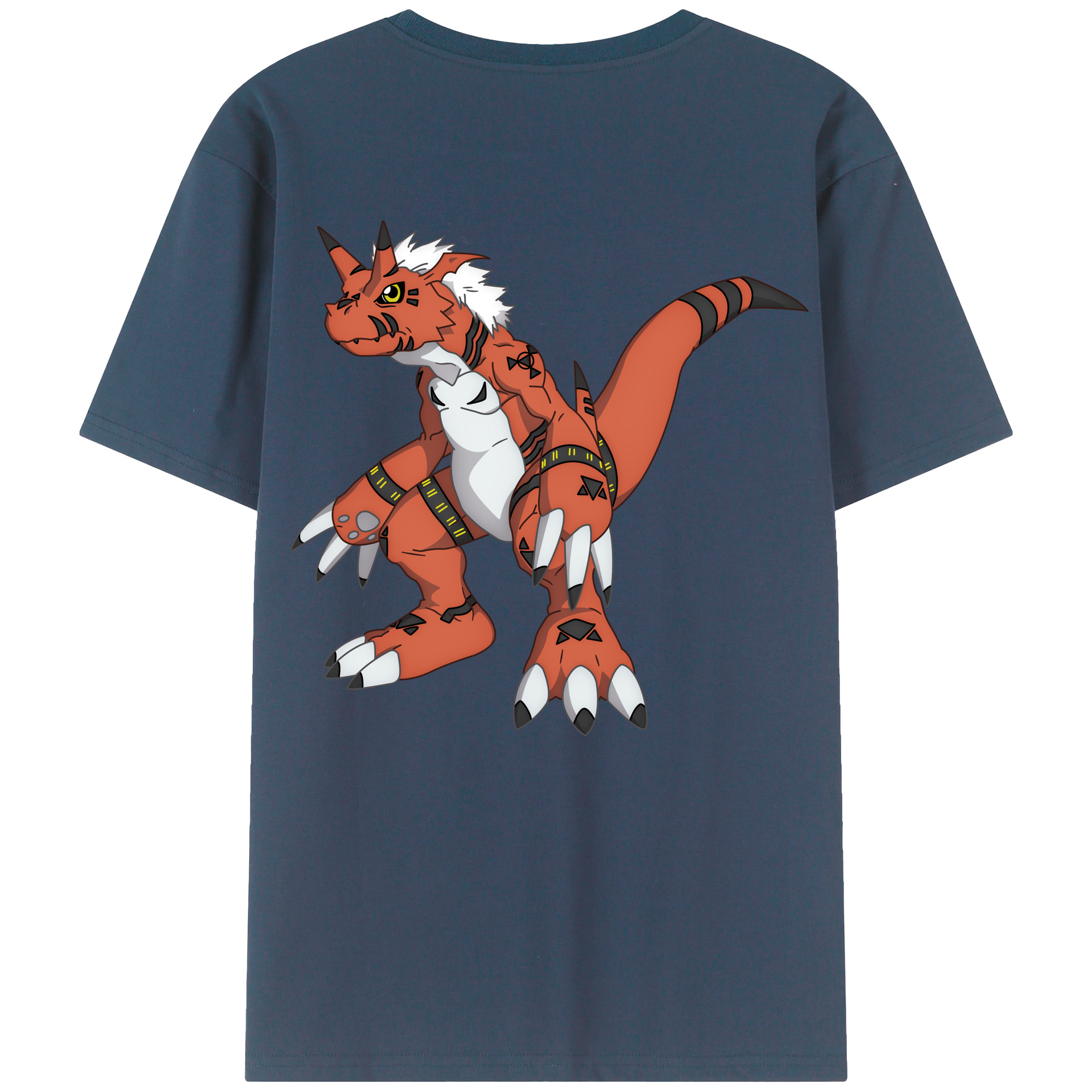（画像用） Digimon デジタルモンスター/デジモン 綿100％ メンズ半袖Tシャツ（バックプリント） 通気性
