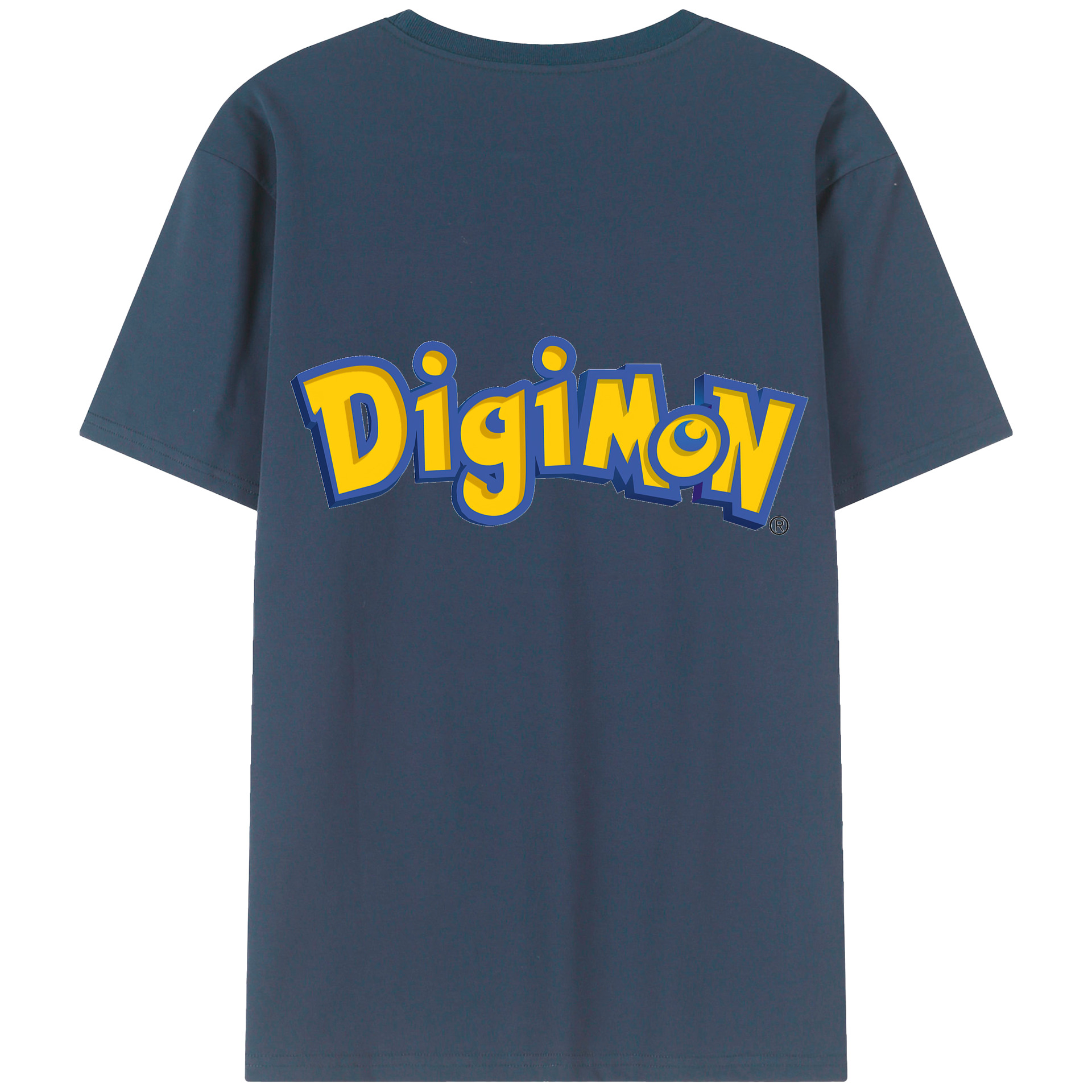 （画像用） Digimon デジタルモンスター/デジモン 綿100％ メンズ半袖Tシャツ（バックプリント） 通気性