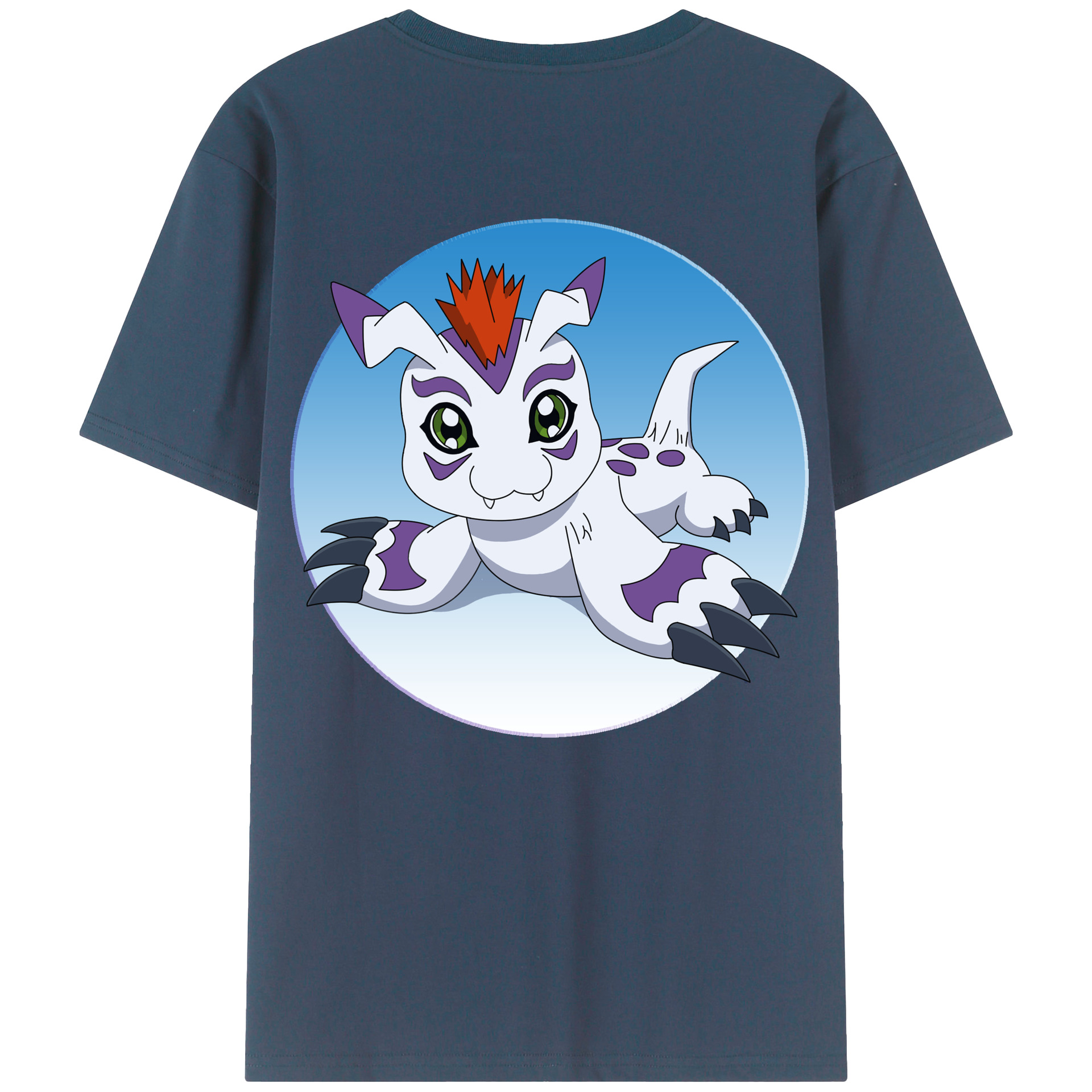 （画像用） Digimon デジタルモンスター/デジモン 綿100％ メンズ半袖Tシャツ（バックプリント） 通気性