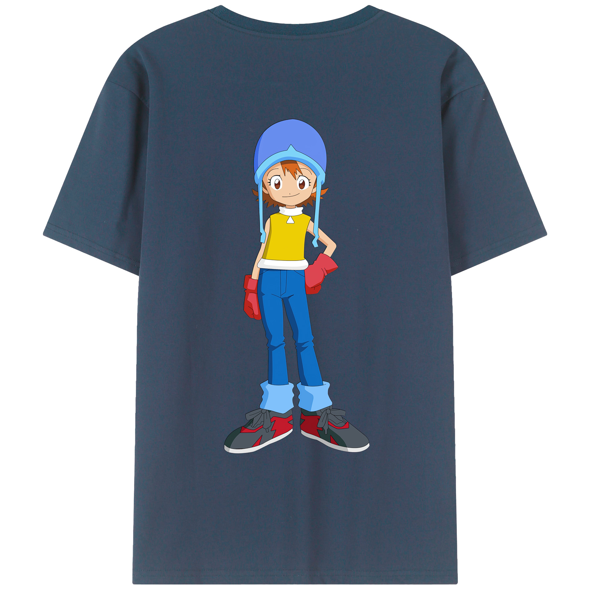 （画像用） Digimon デジタルモンスター/デジモン 綿100％ メンズ半袖Tシャツ（バックプリント） 通気性