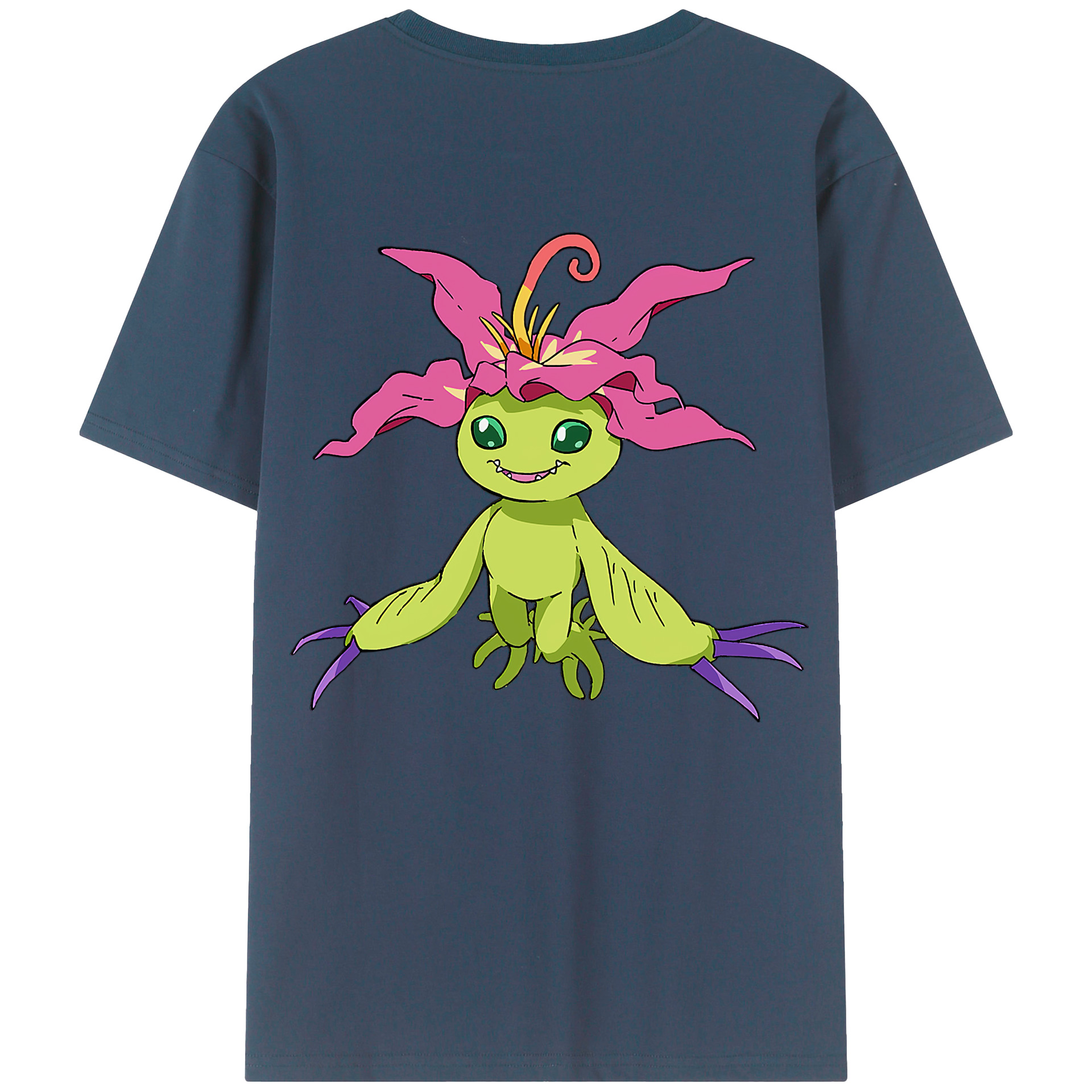 （画像用） Digimon デジタルモンスター/デジモン 綿100％ メンズ半袖Tシャツ（バックプリント） 通気性
