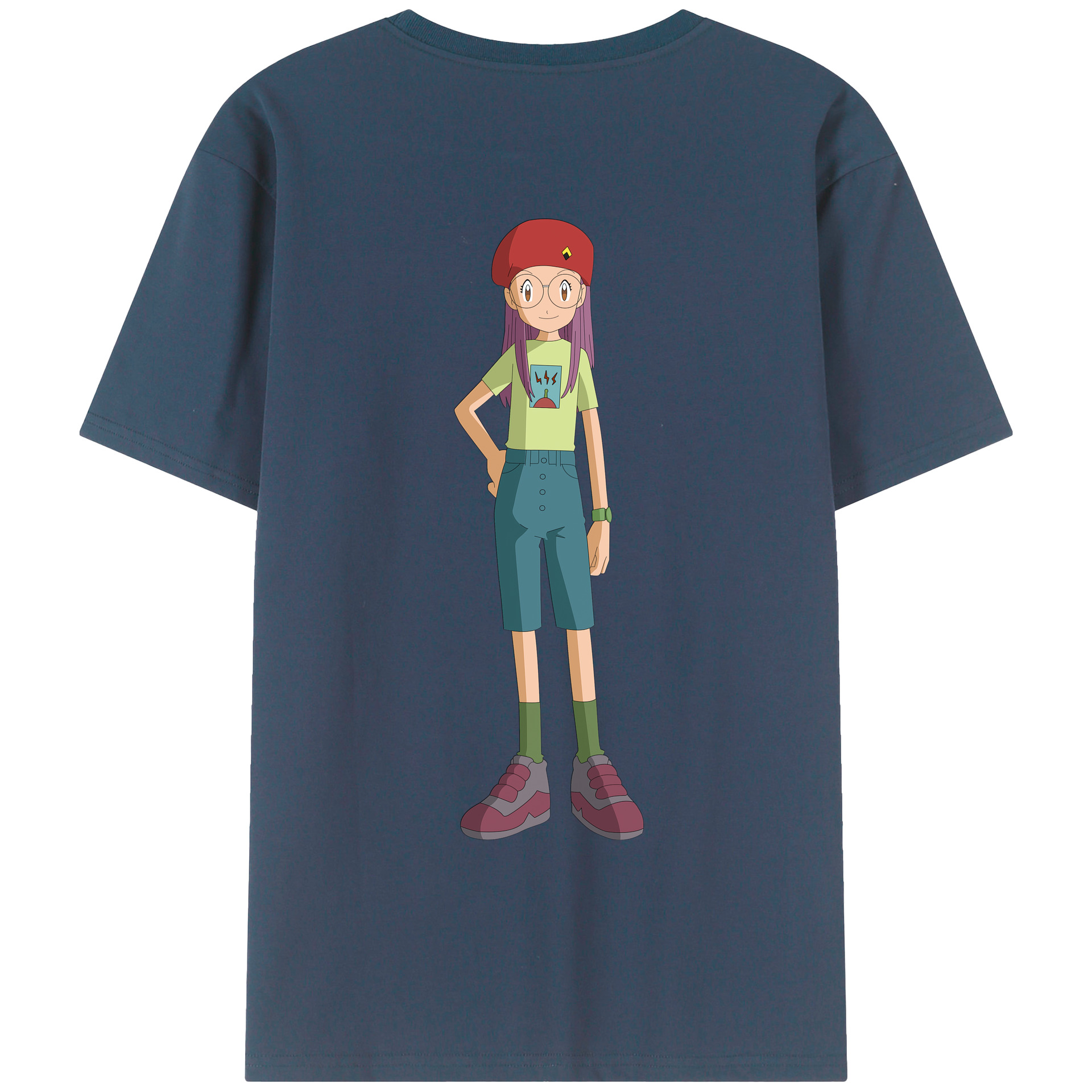 （画像用） Digimon デジタルモンスター/デジモン 綿100％ メンズ半袖Tシャツ（バックプリント） 通気性