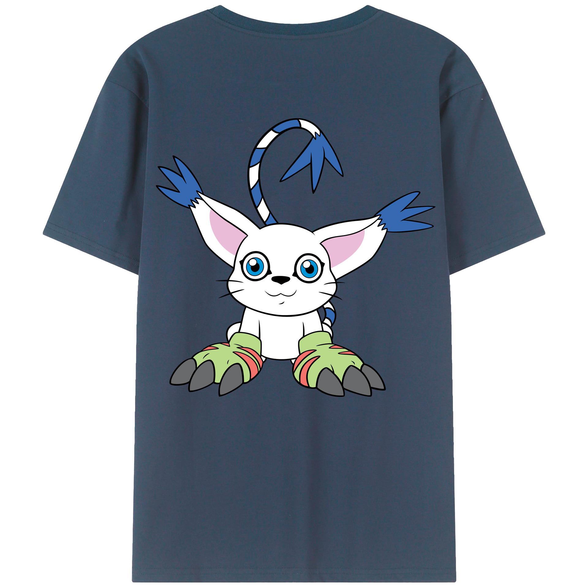 （画像用） Digimon デジタルモンスター/デジモン 綿100％ メンズ半袖Tシャツ（バックプリント） 通気性