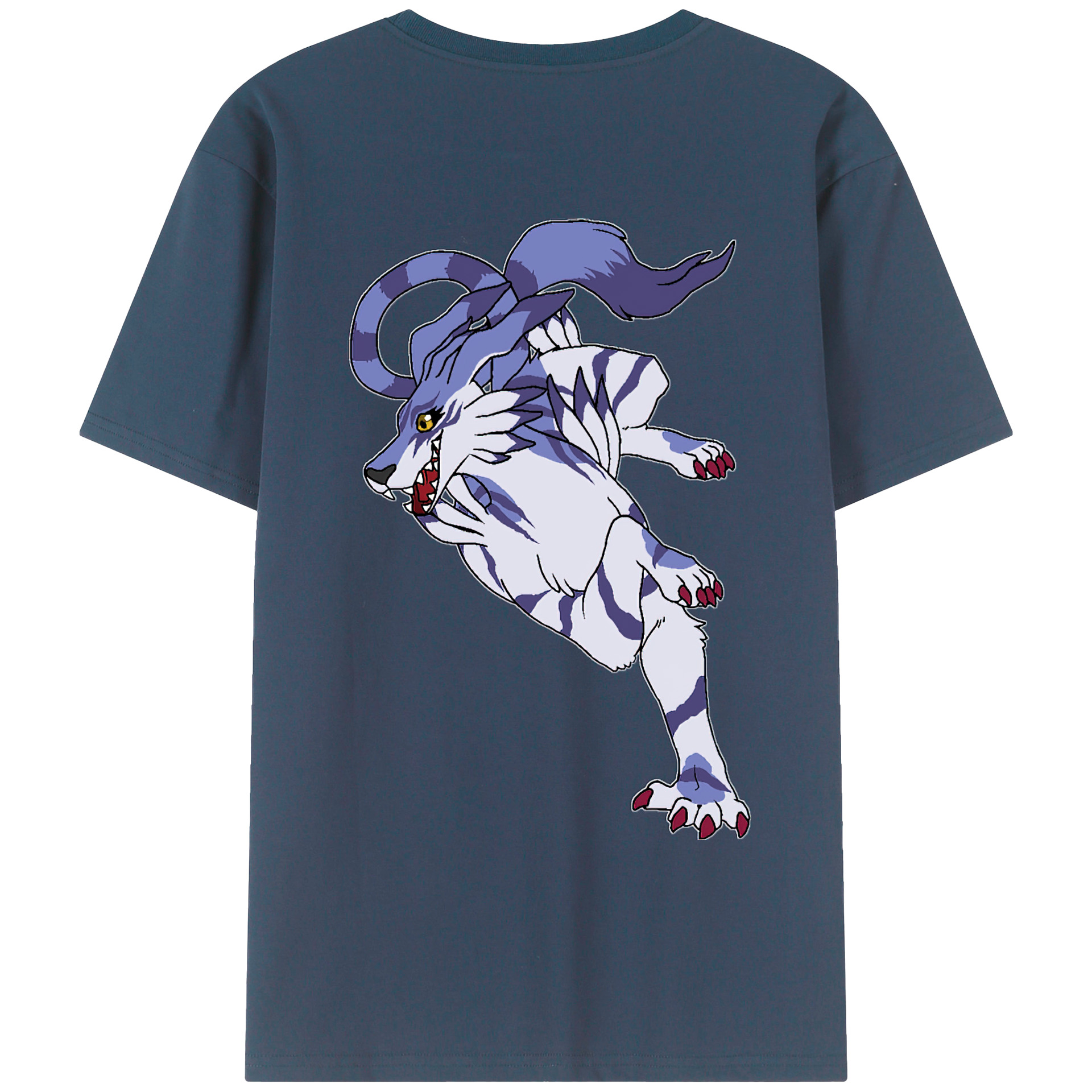 （画像用） Digimon デジタルモンスター/デジモン 綿100％ メンズ半袖Tシャツ（バックプリント） 通気性