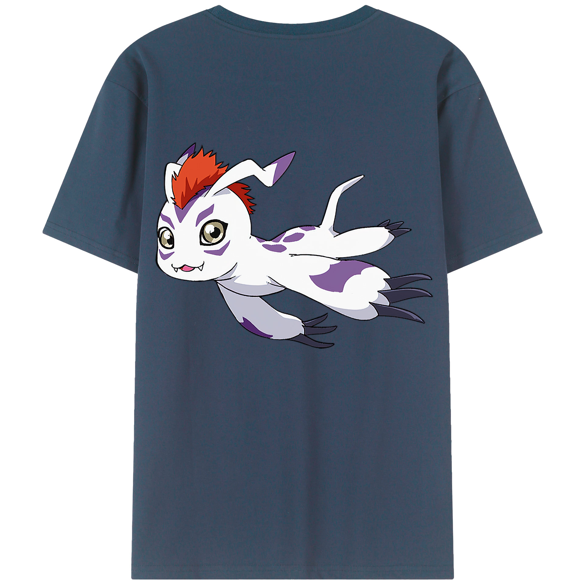 （画像用） Digimon デジタルモンスター/デジモン 綿100％ メンズ半袖Tシャツ（バックプリント） 通気性