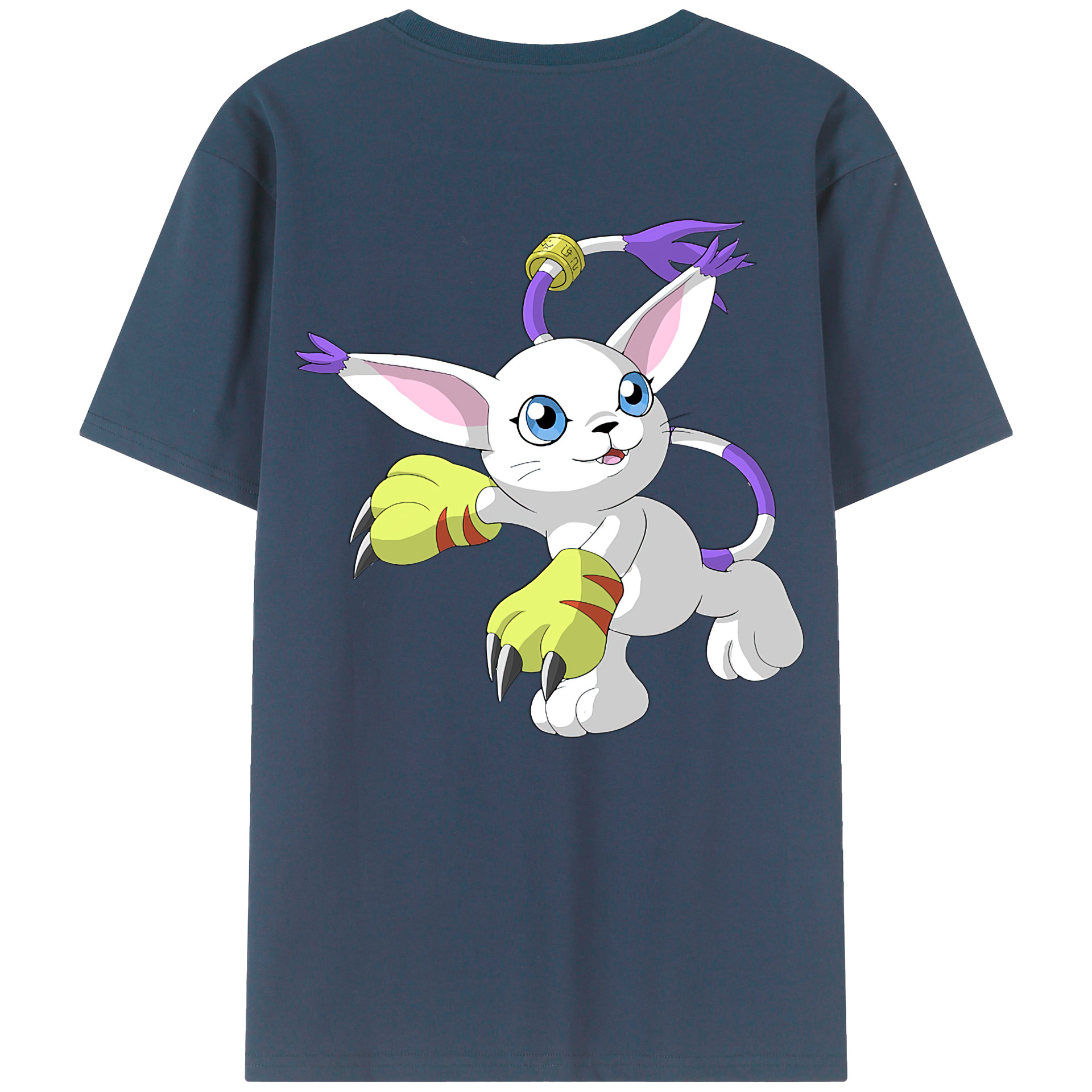 （画像用） Digimon デジタルモンスター/デジモン 綿100％ メンズ半袖Tシャツ（バックプリント） 通気性