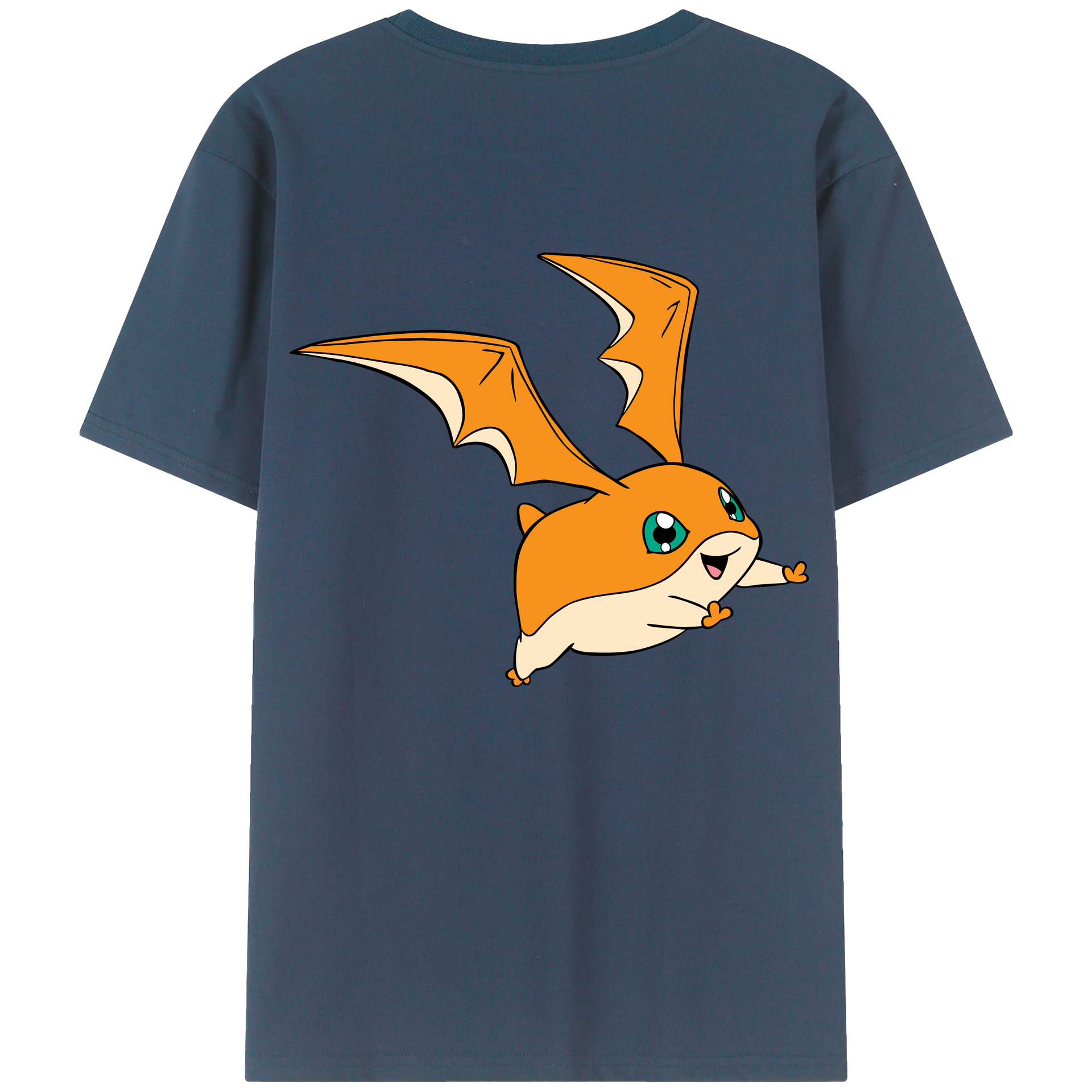 （画像用） Digimon デジタルモンスター/デジモン 綿100％ メンズ半袖Tシャツ（バックプリント） 通気性