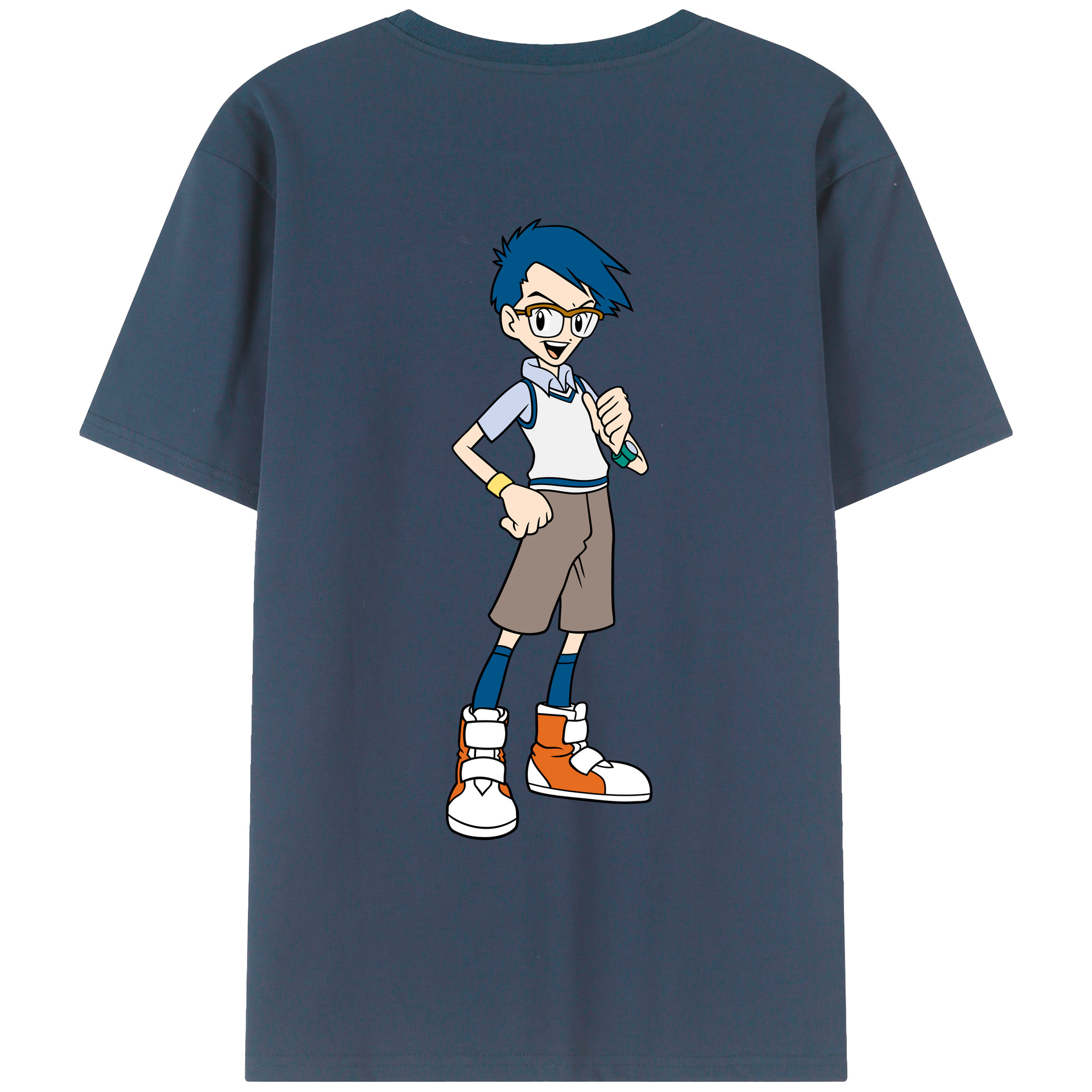 （画像用） Digimon デジタルモンスター/デジモン 綿100％ メンズ半袖Tシャツ（バックプリント） 通気性