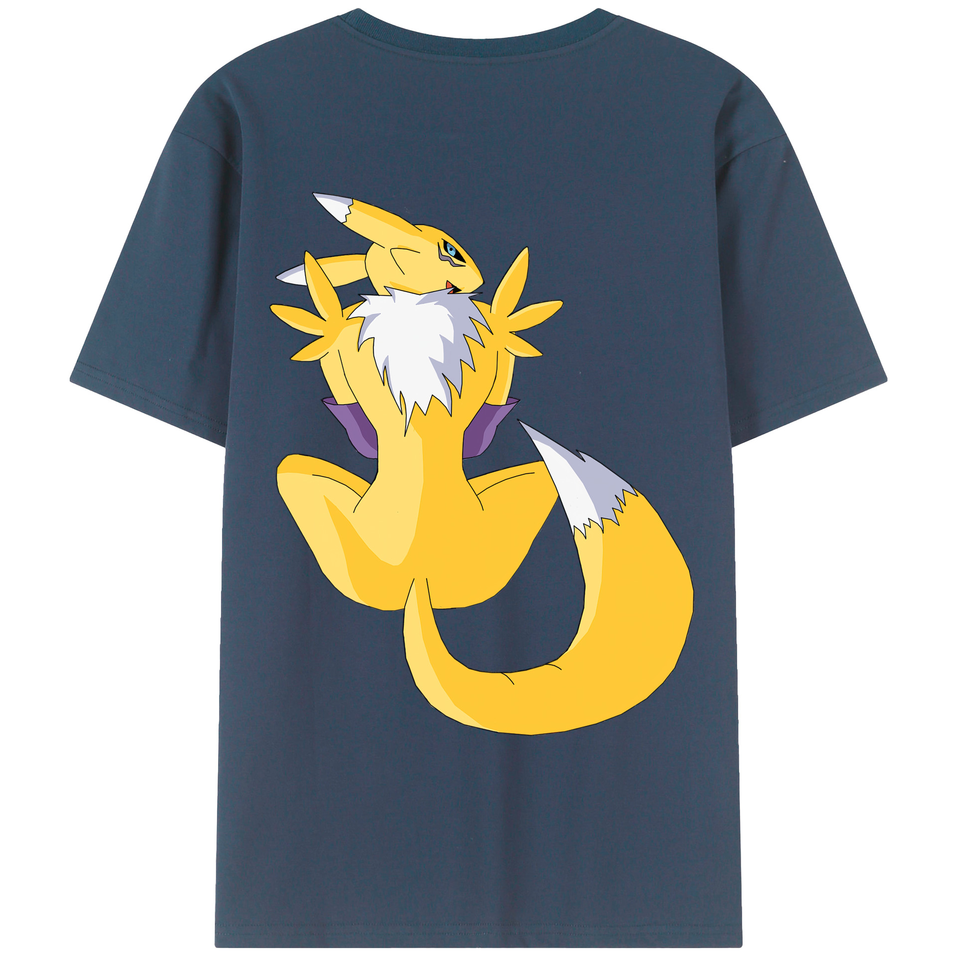 （画像用） Digimon デジタルモンスター/デジモン 綿100％ メンズ半袖Tシャツ（バックプリント） 通気性