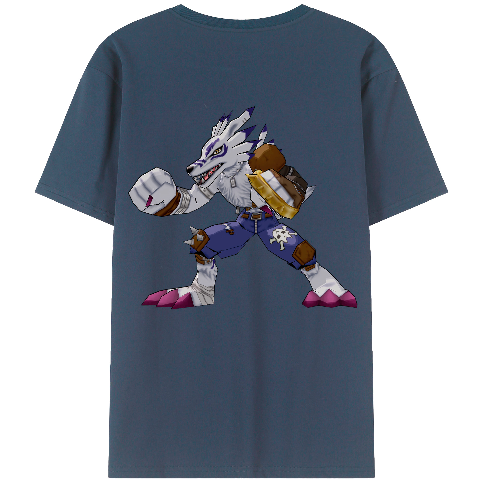（画像用） Digimon デジタルモンスター/デジモン 綿100％ メンズ半袖Tシャツ（バックプリント） 通気性